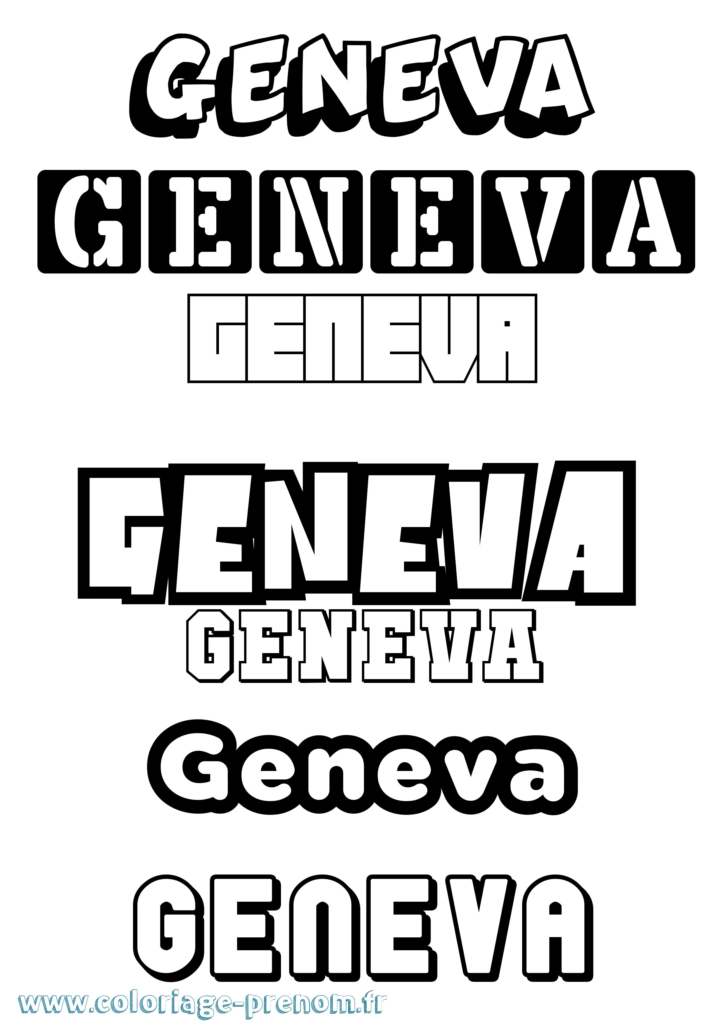 Coloriage Geneva Simple Coloriage prénom Geneva Simple