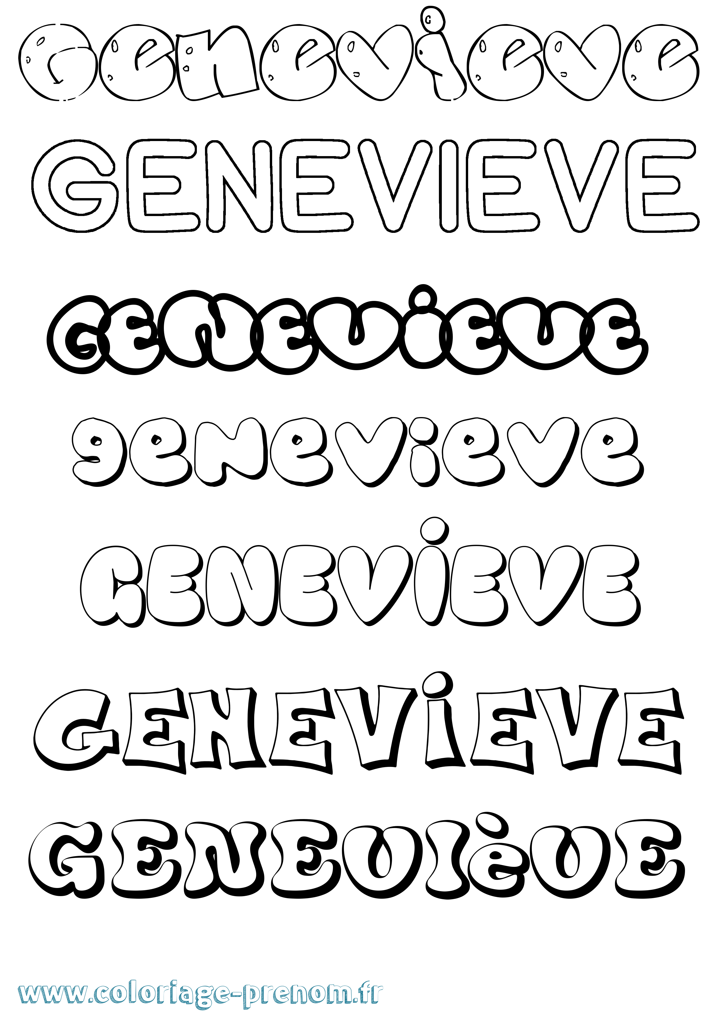 Coloriage prénom Geneviève Bubble