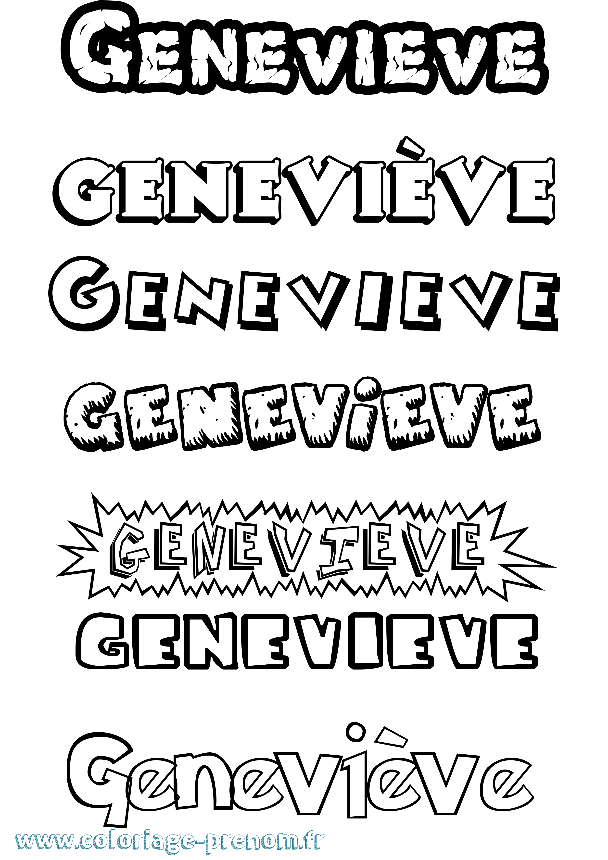 Coloriage prénom Geneviève Dessin Animé