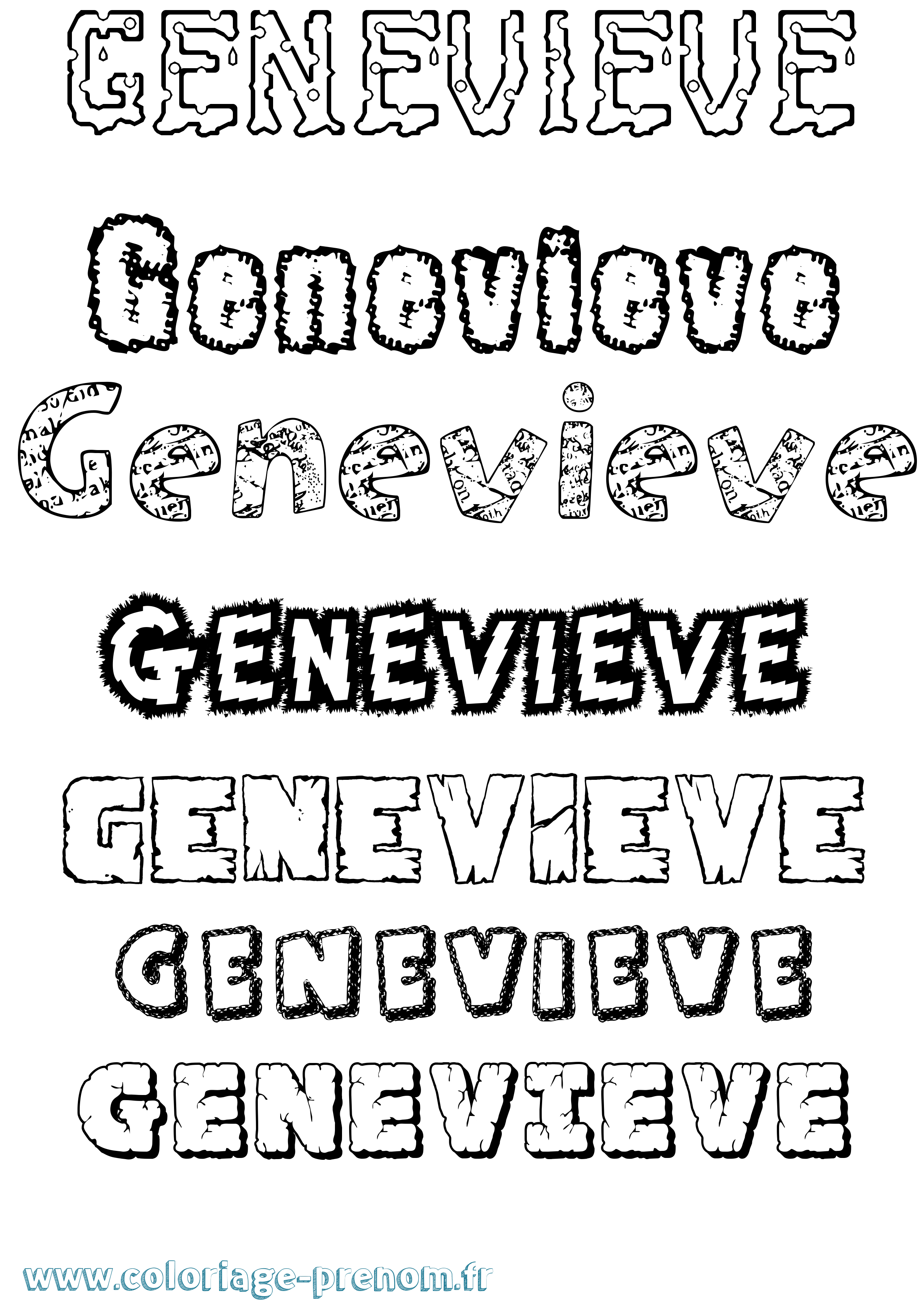 Coloriage prénom Geneviève Destructuré