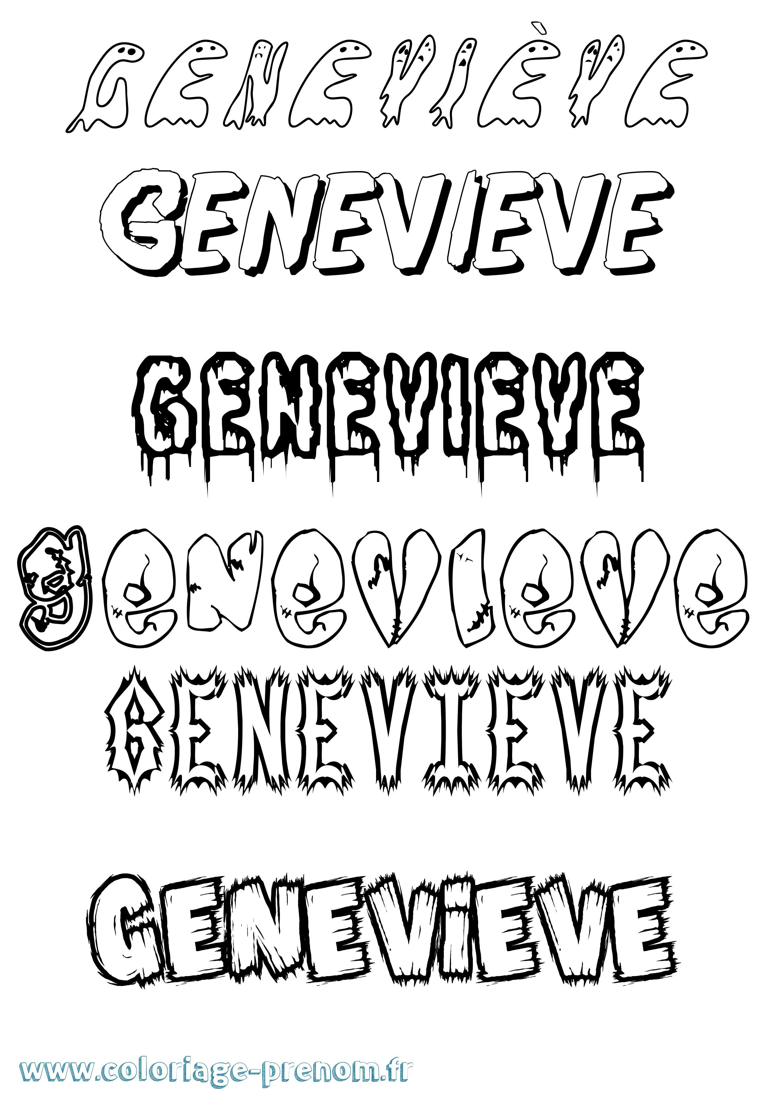 Coloriage prénom Geneviève Frisson