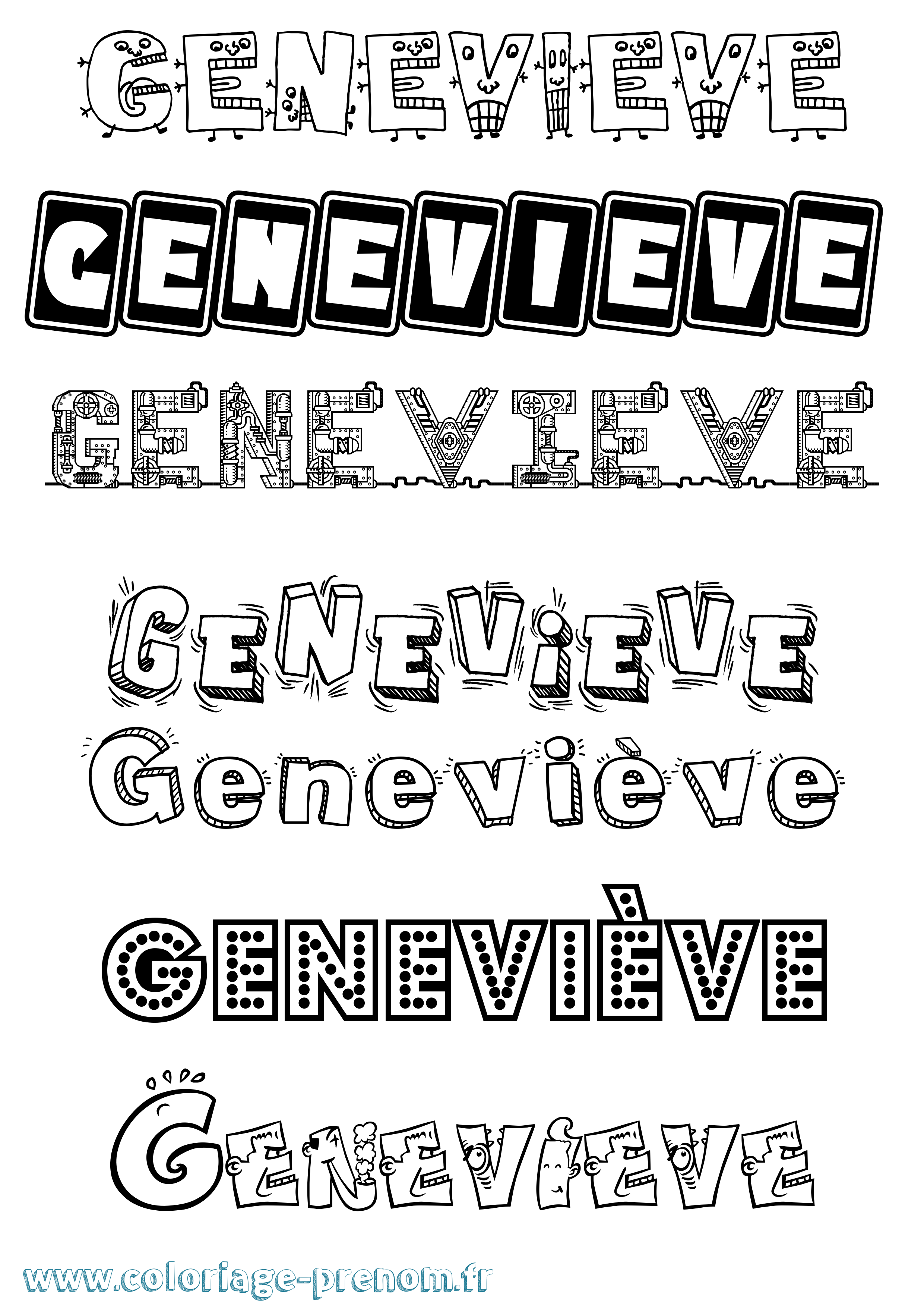 Coloriage prénom Geneviève Fun
