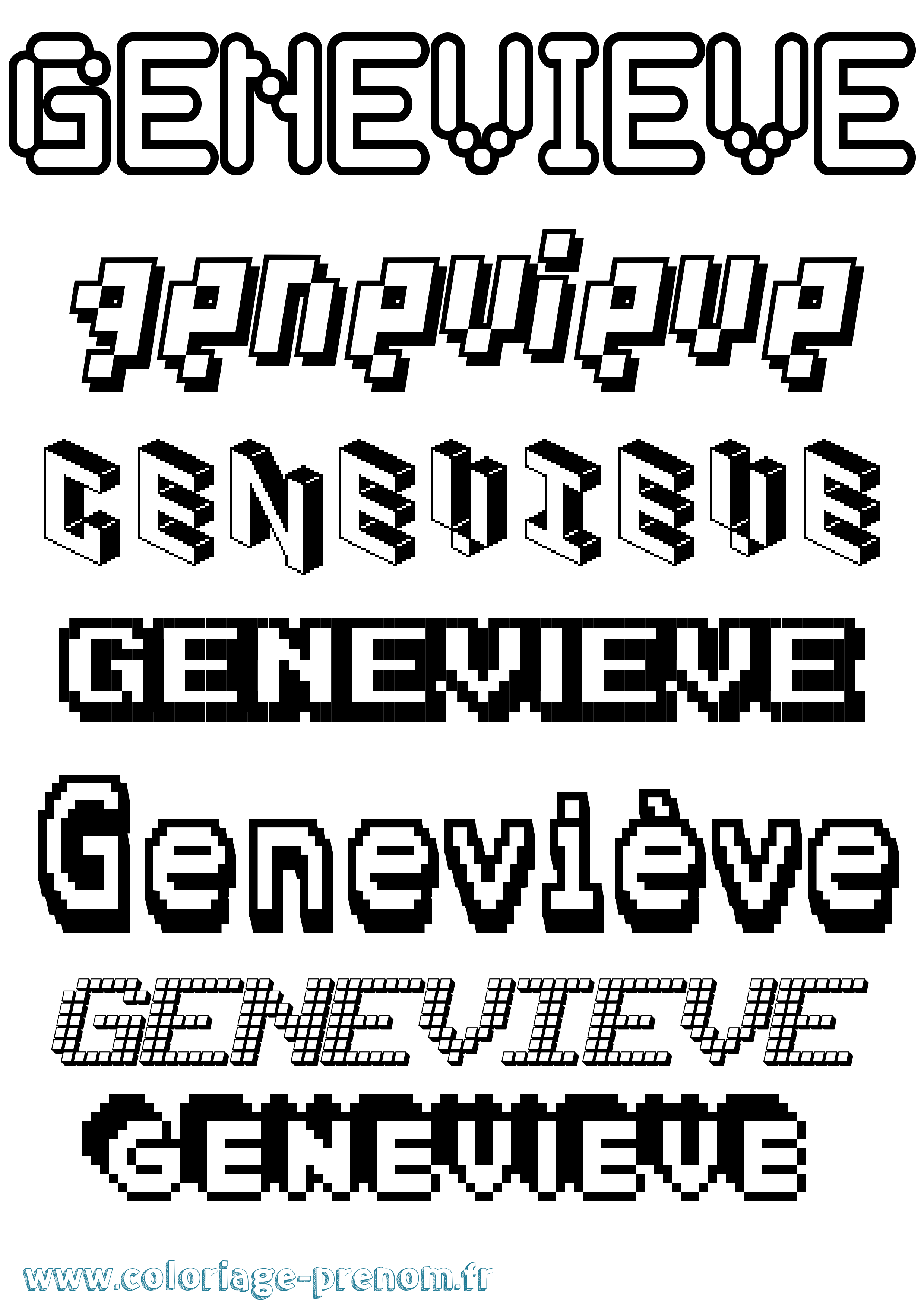 Coloriage prénom Geneviève Pixel