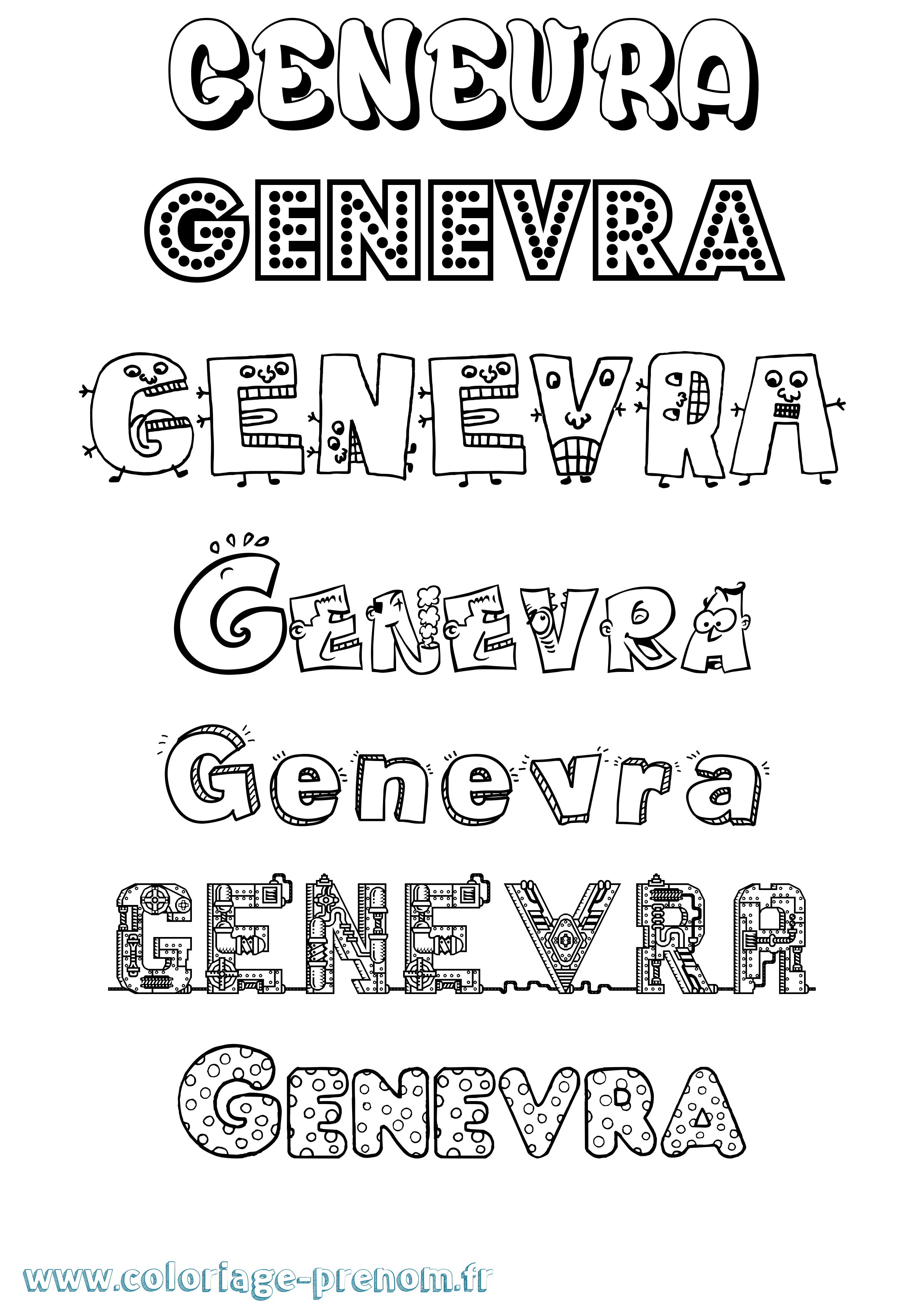 Coloriage prénom Genevra Fun