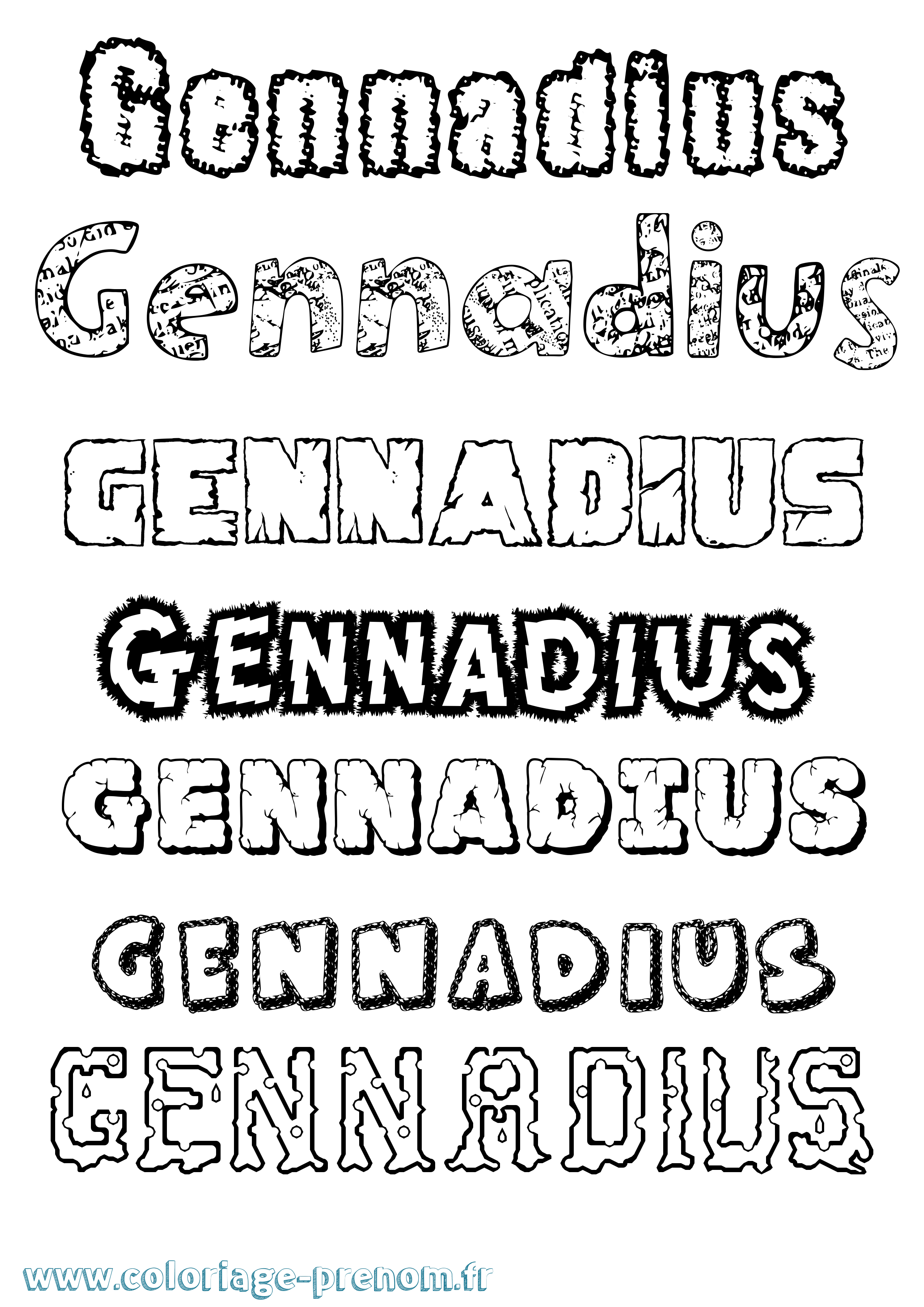 Coloriage prénom Gennadius Destructuré