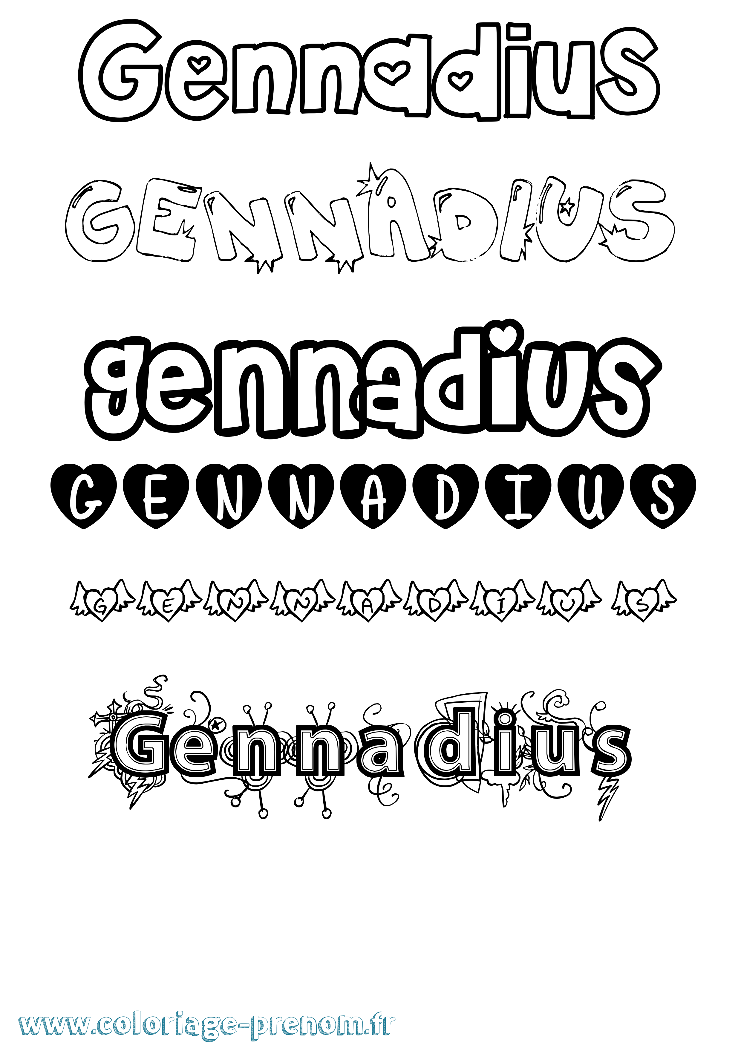 Coloriage prénom Gennadius Girly