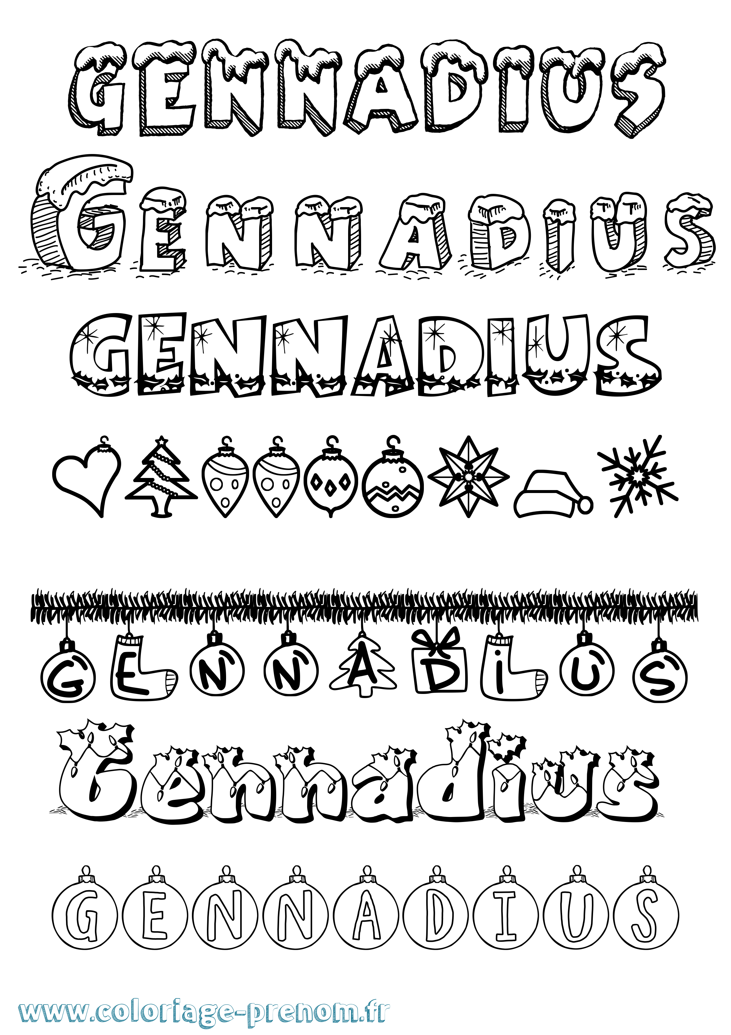 Coloriage prénom Gennadius Noël