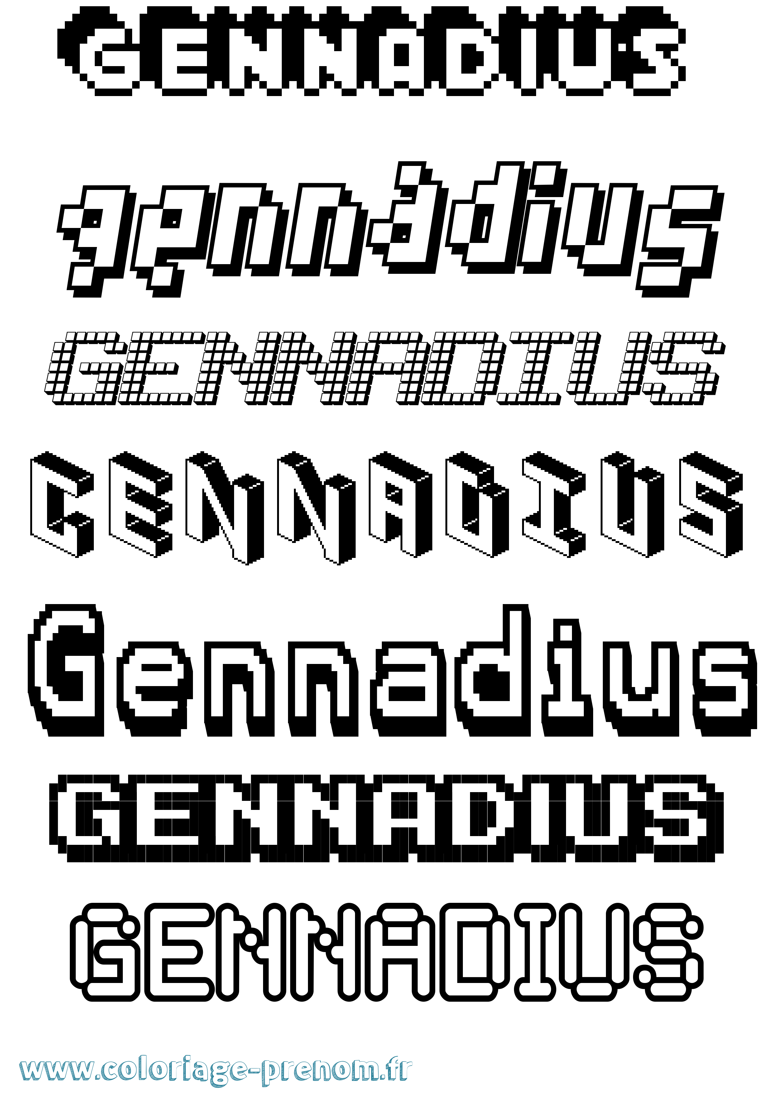 Coloriage prénom Gennadius Pixel