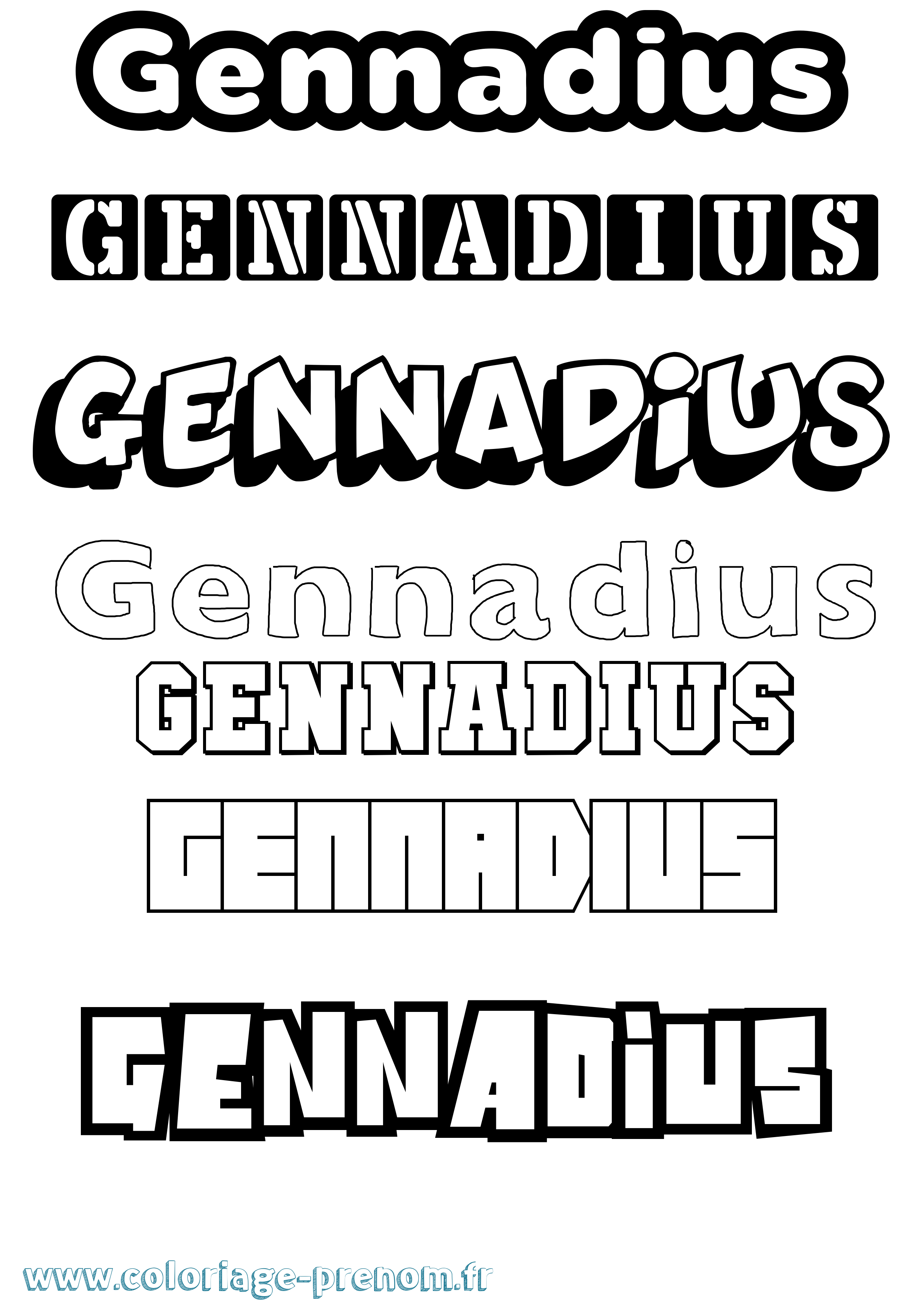 Coloriage prénom Gennadius Simple