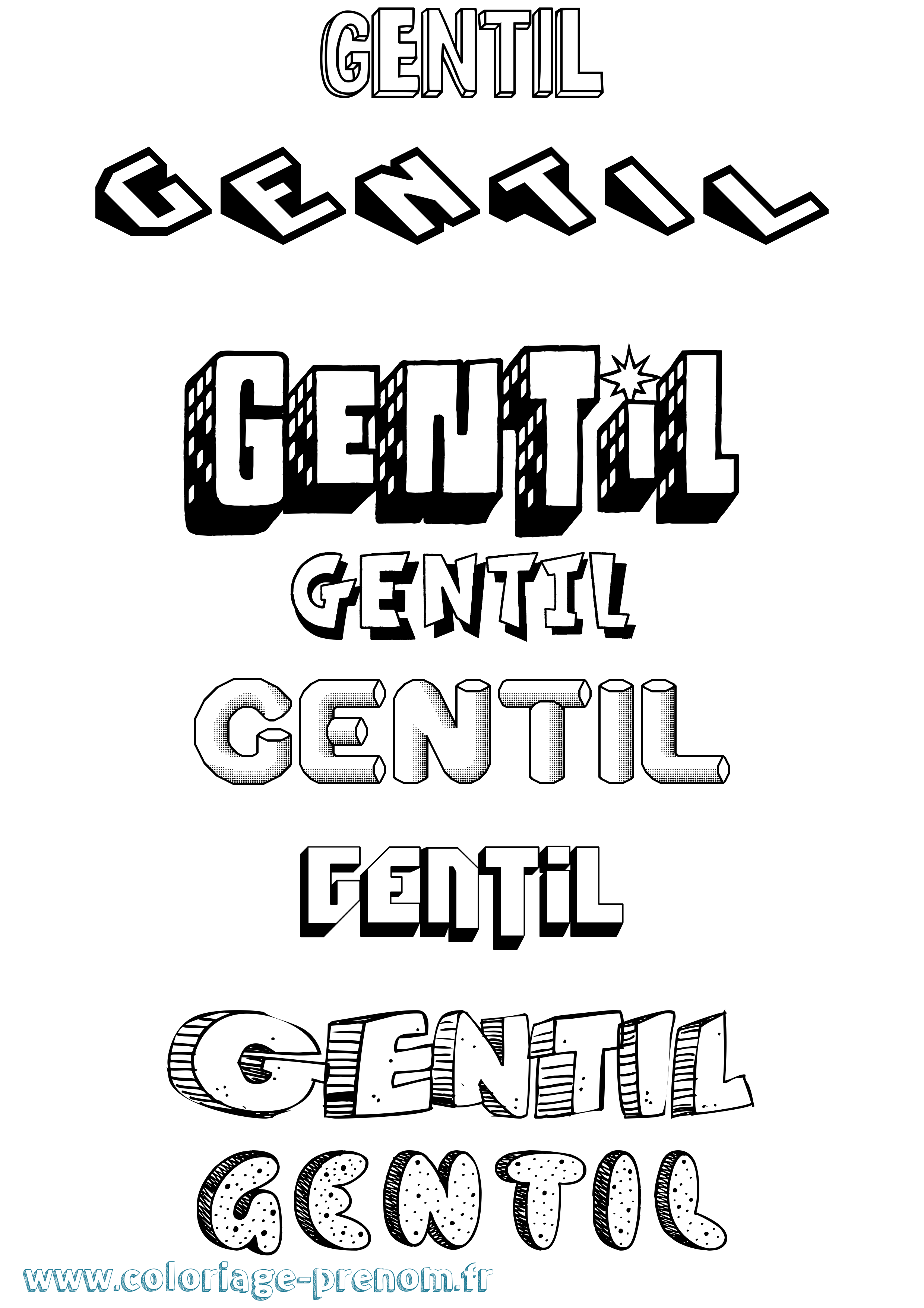 Coloriage Gentil Effet 3D Coloriage prénom Gentil Effet 3D