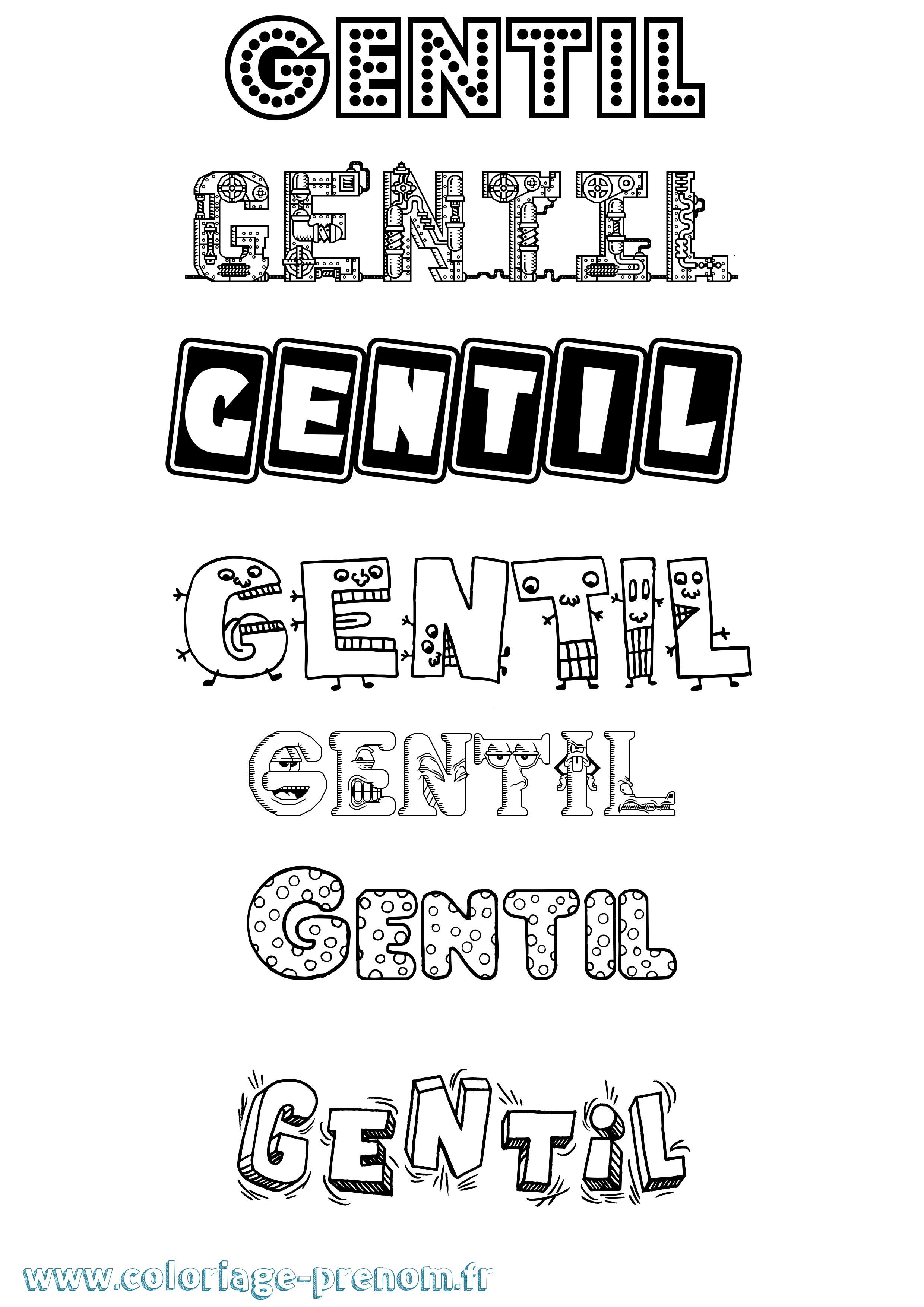Coloriage prénom Gentil Fun