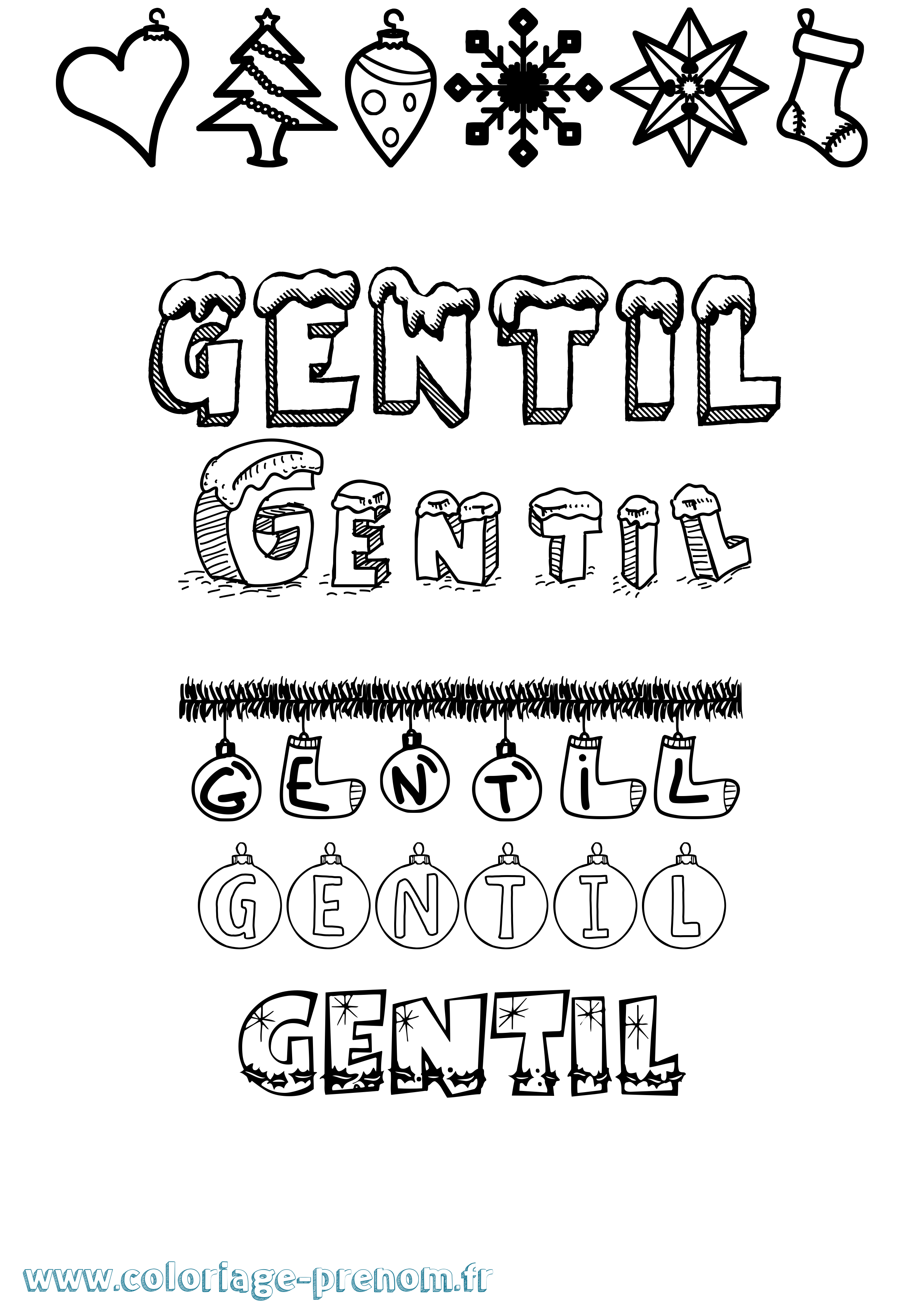 Coloriage Gentil Noël Coloriage prénom Gentil Noël