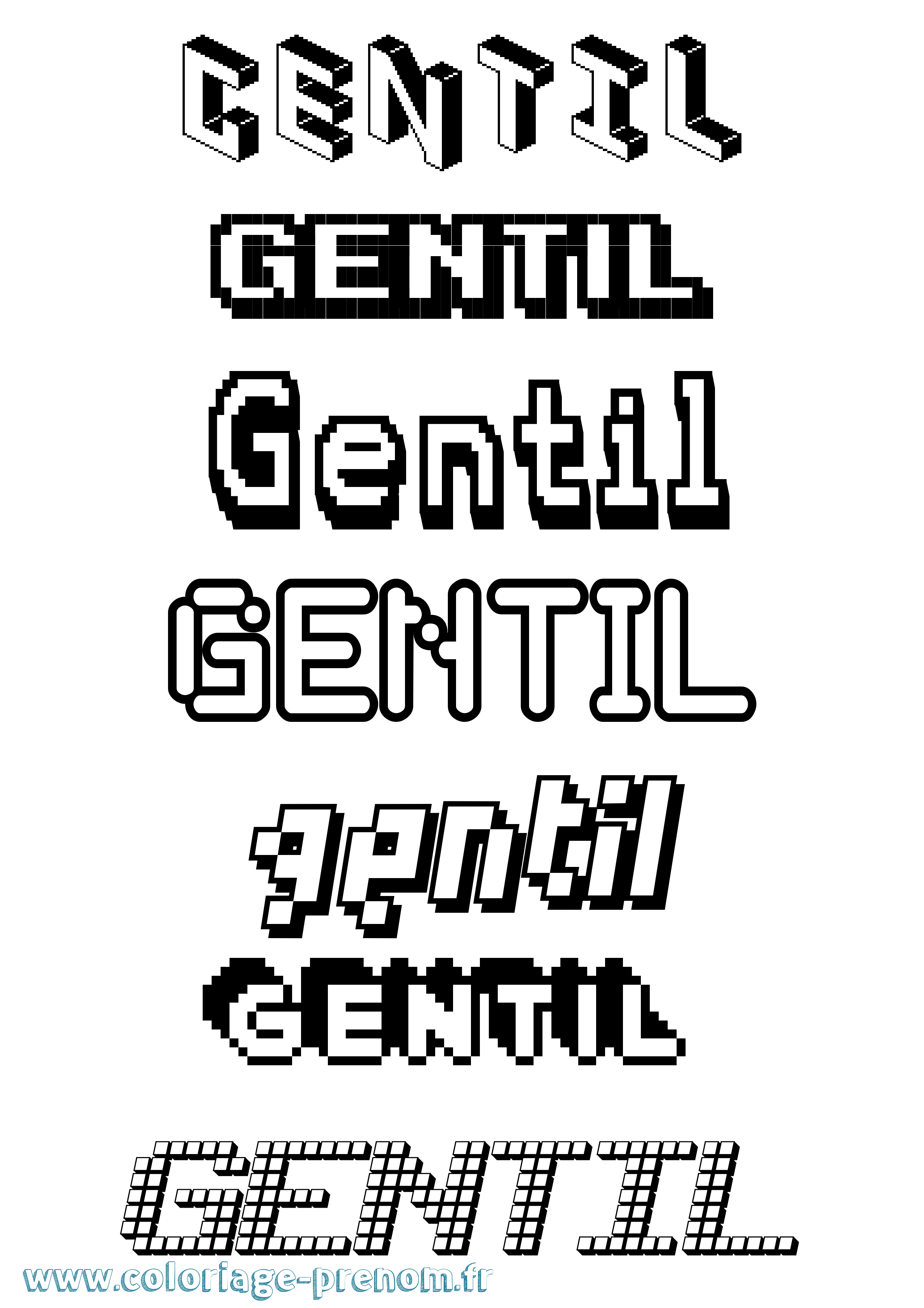 Coloriage prénom Gentil Pixel