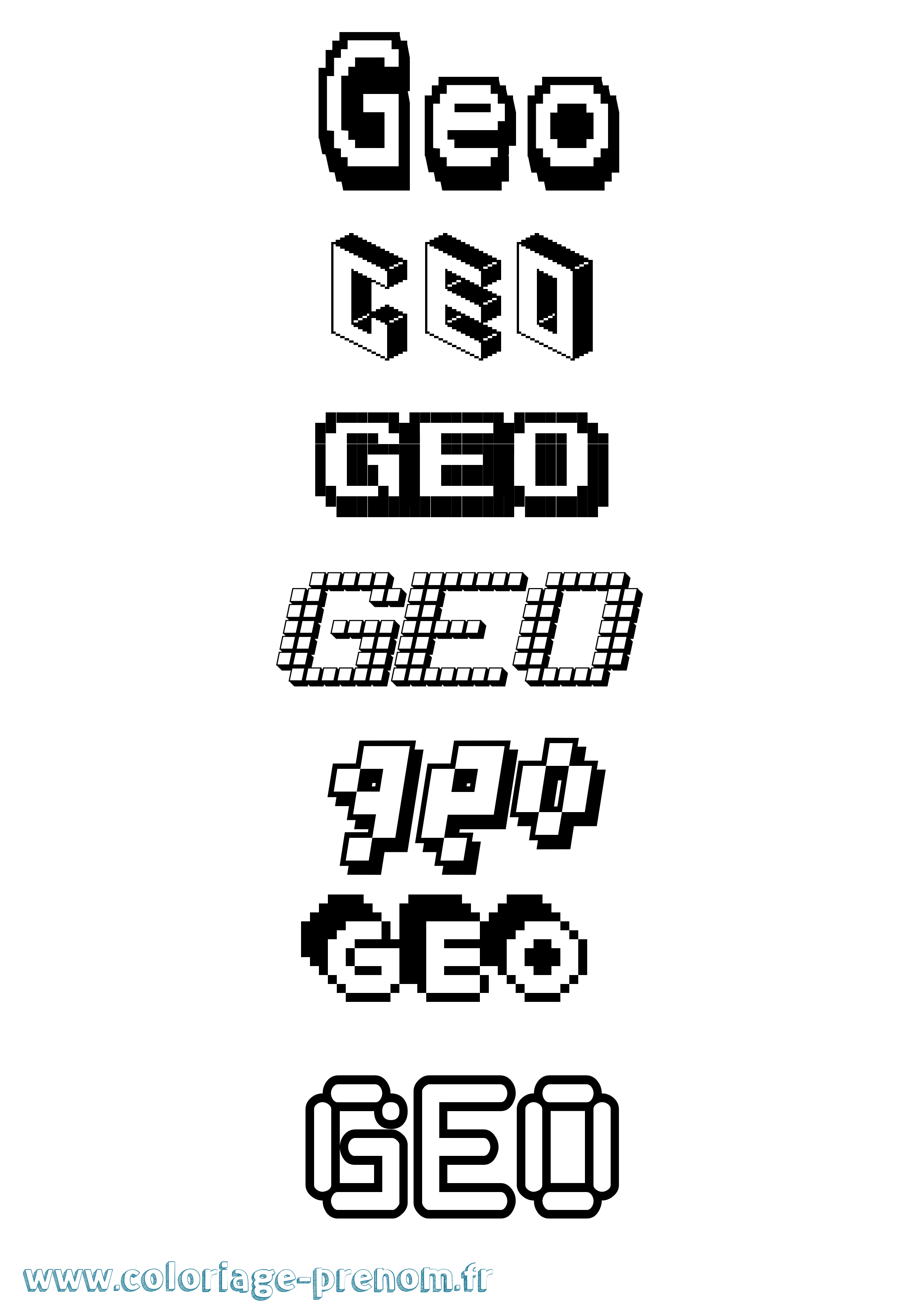 Coloriage prénom Geo Pixel