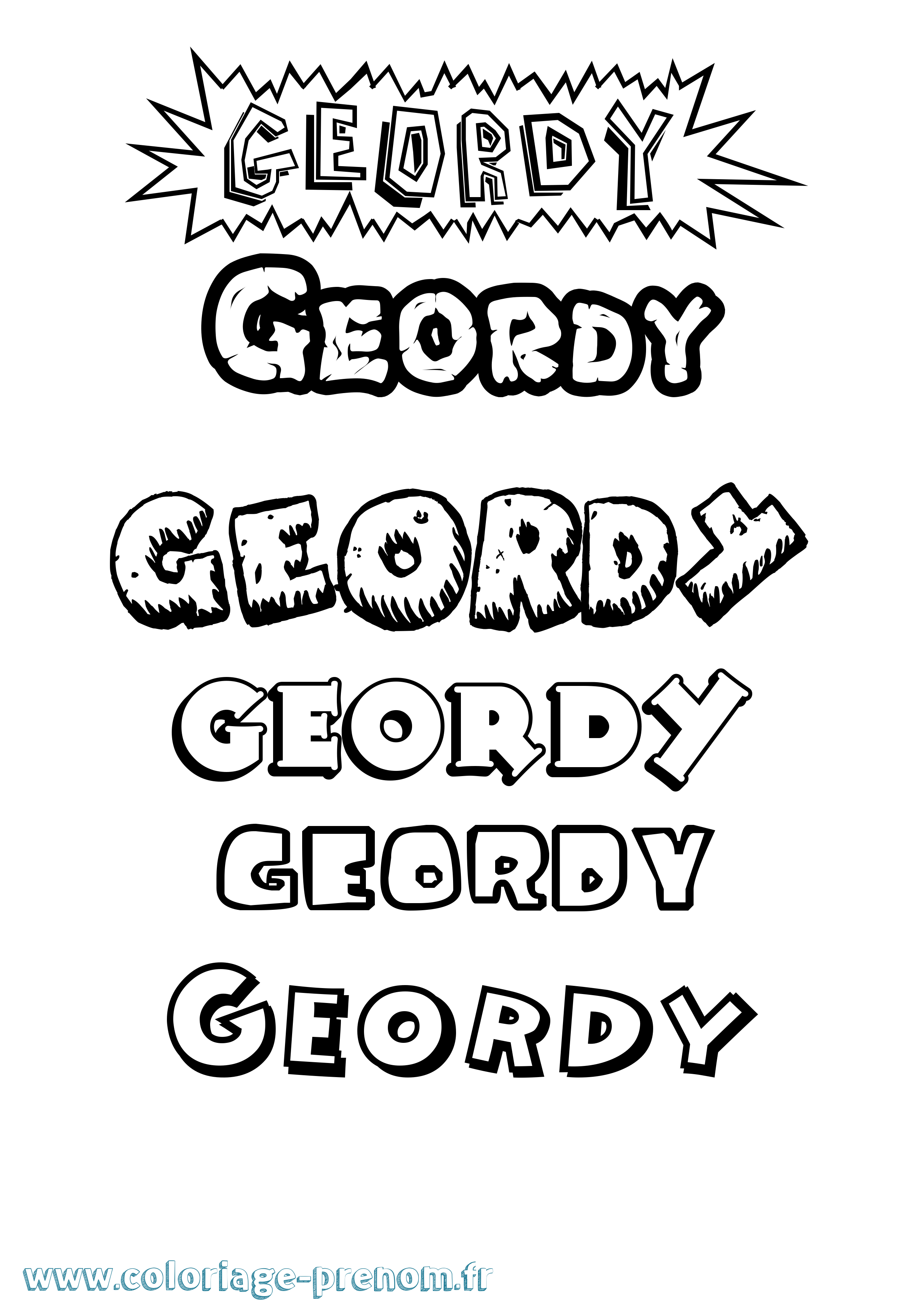 Coloriage prénom Geordy Dessin Animé