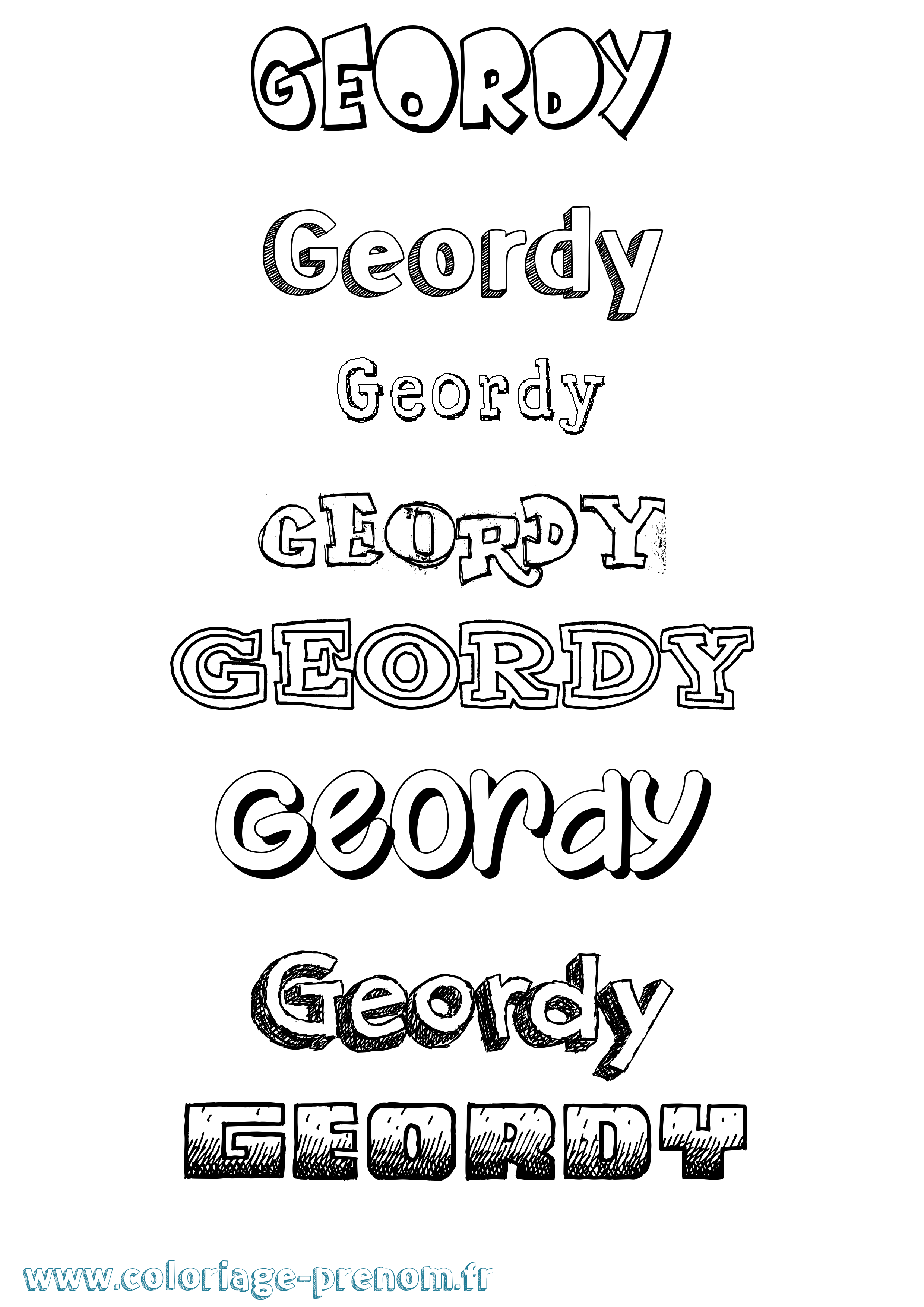 Coloriage prénom Geordy Dessiné