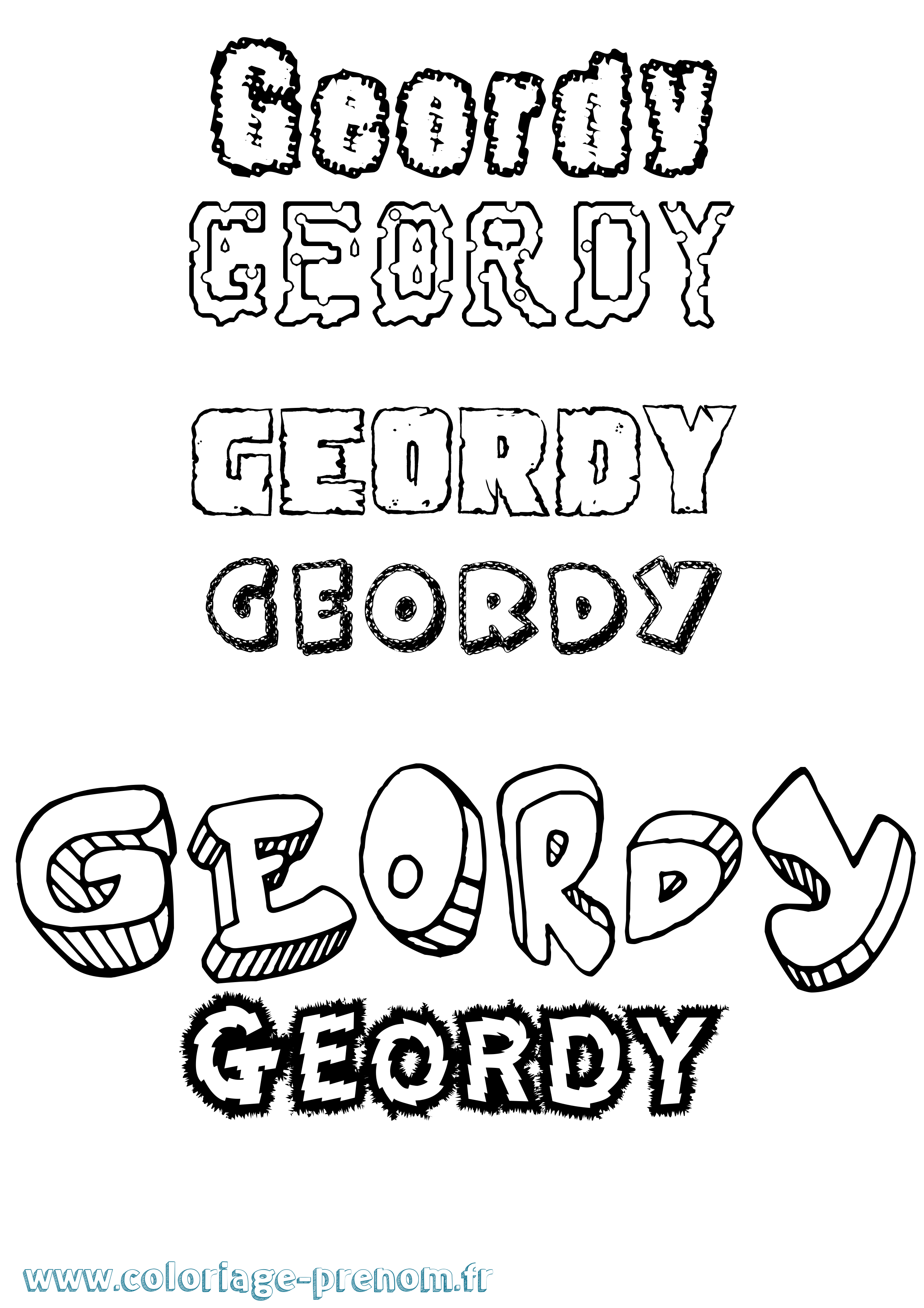 Coloriage prénom Geordy Destructuré