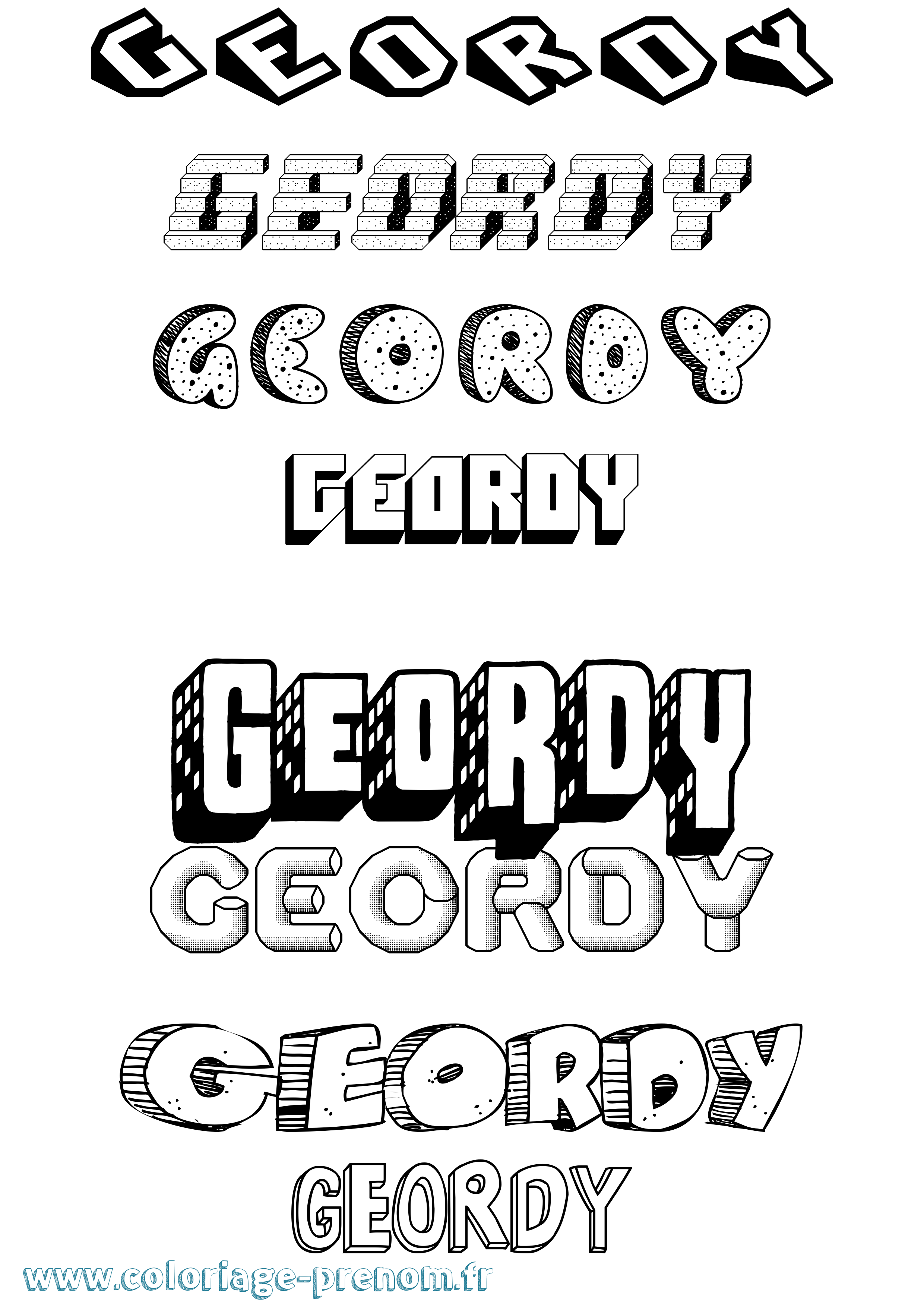 Coloriage prénom Geordy Effet 3D