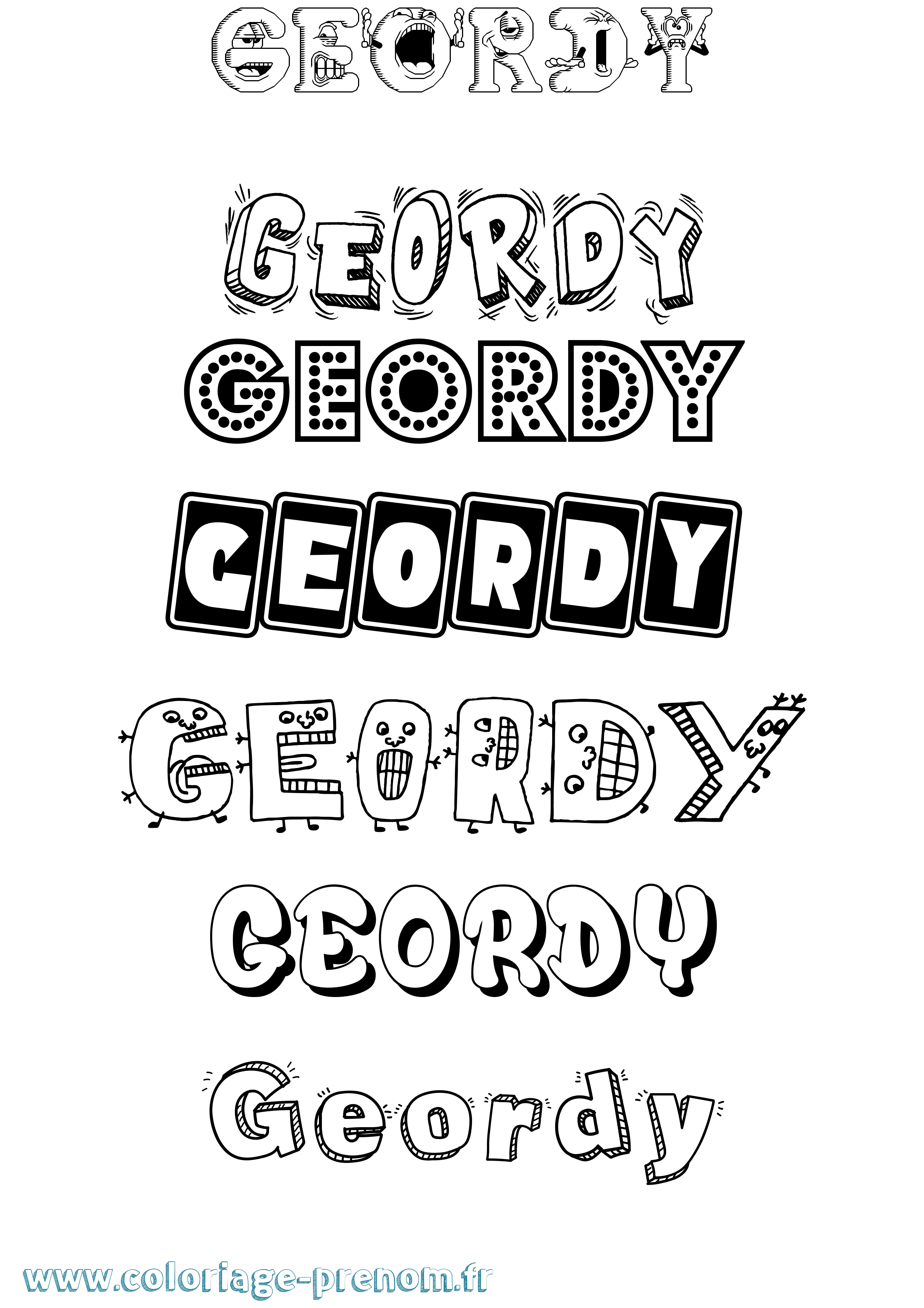 Coloriage prénom Geordy Fun