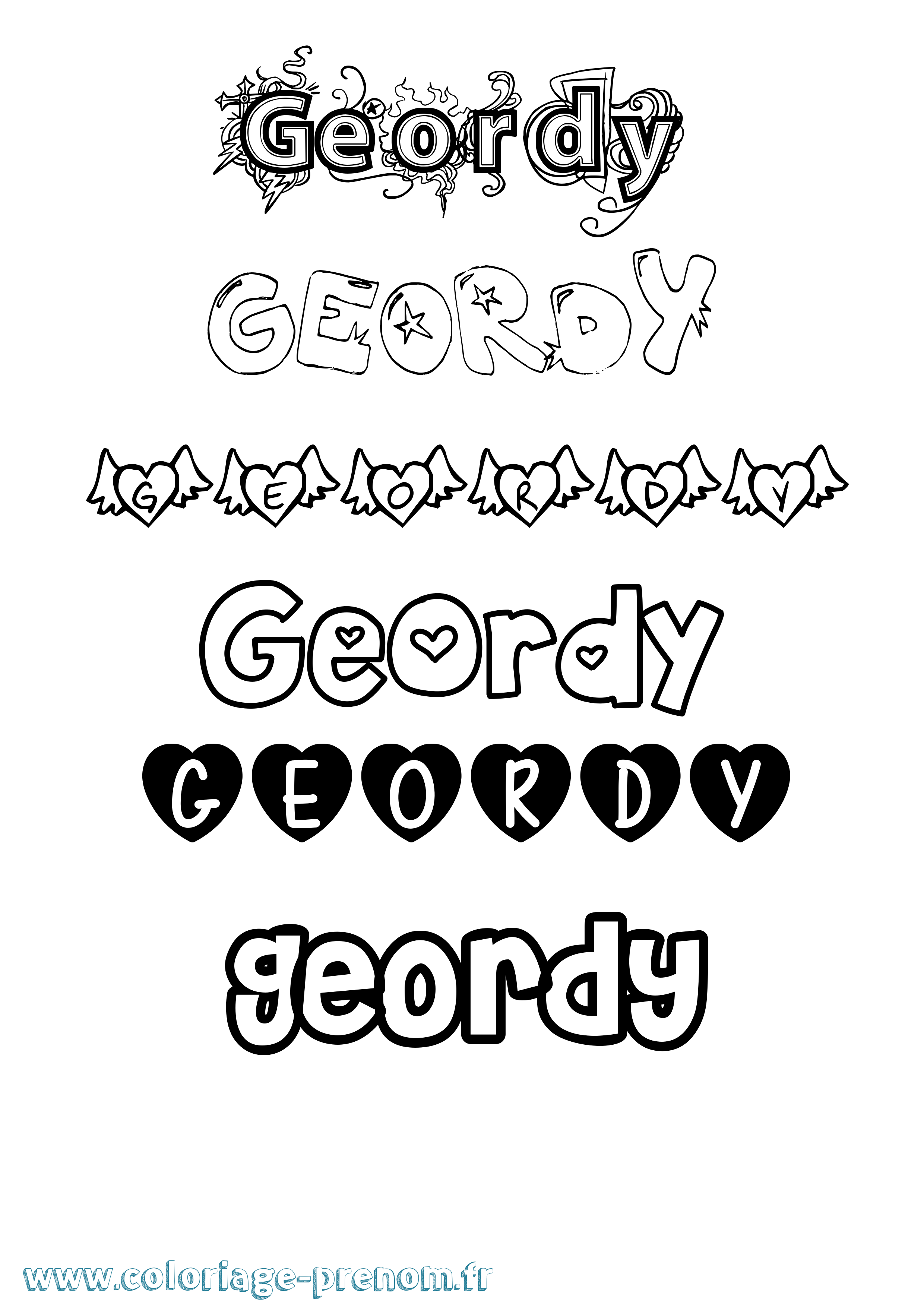 Coloriage prénom Geordy Girly