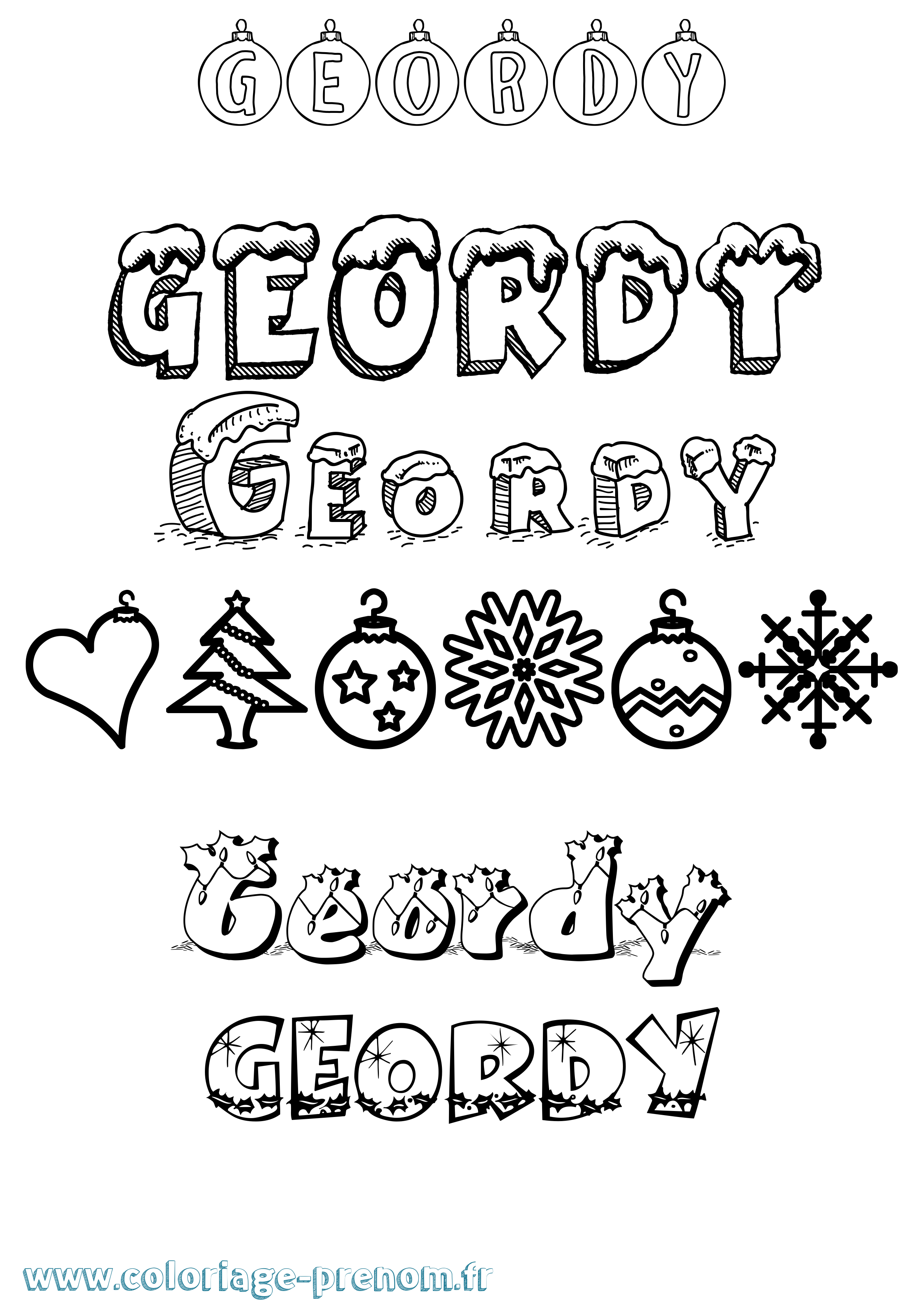 Coloriage prénom Geordy Noël