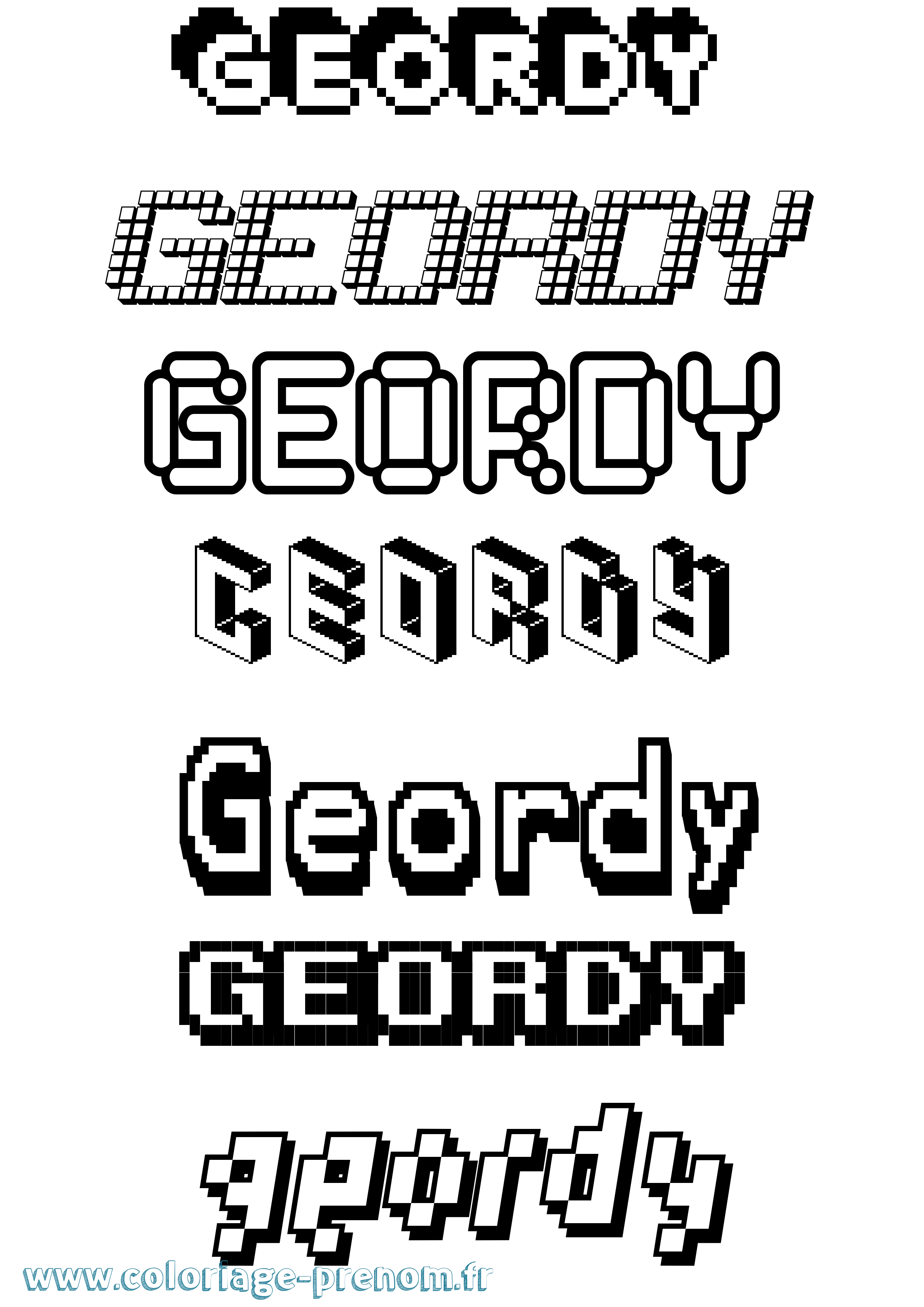 Coloriage prénom Geordy Pixel