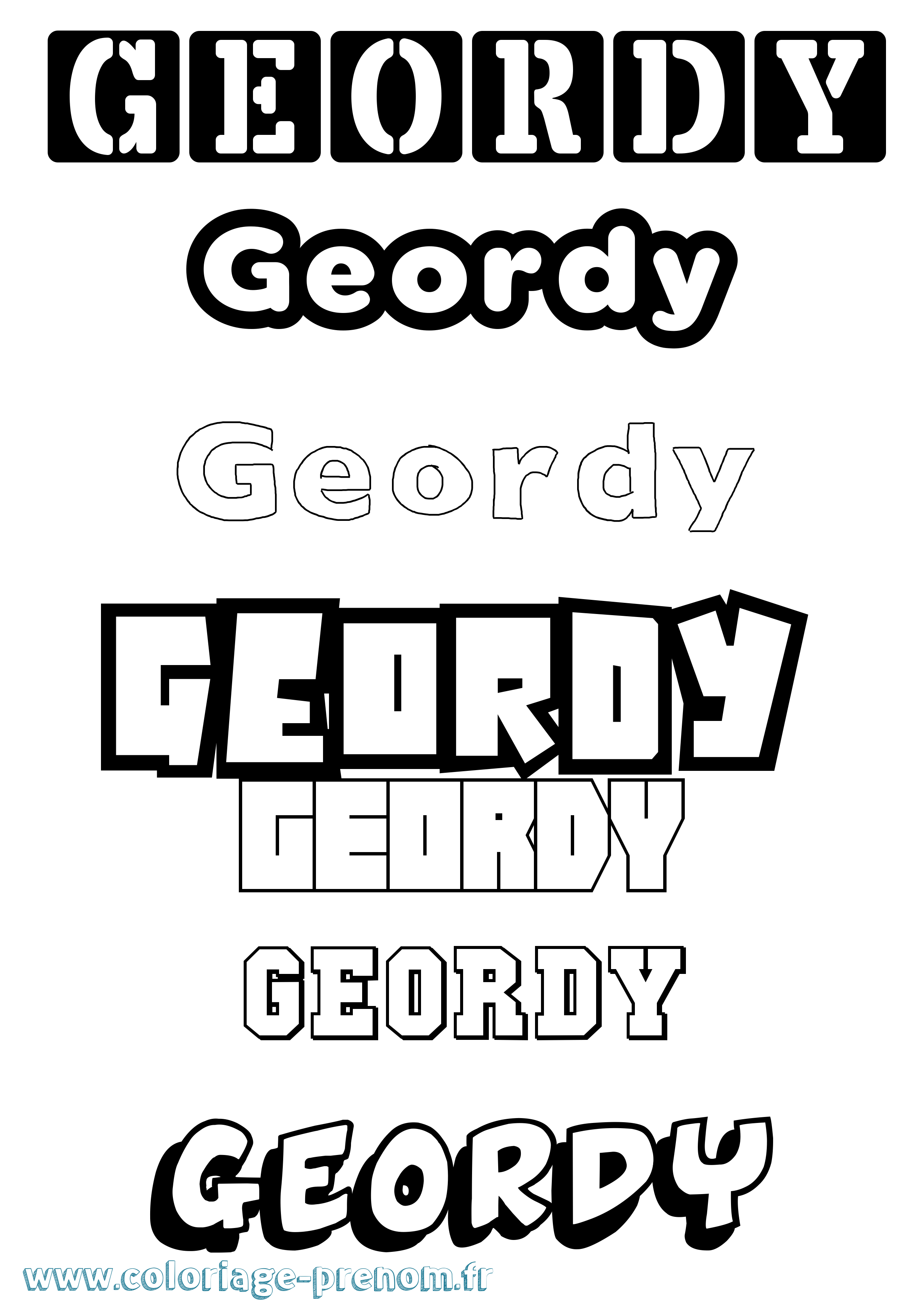Coloriage prénom Geordy Simple
