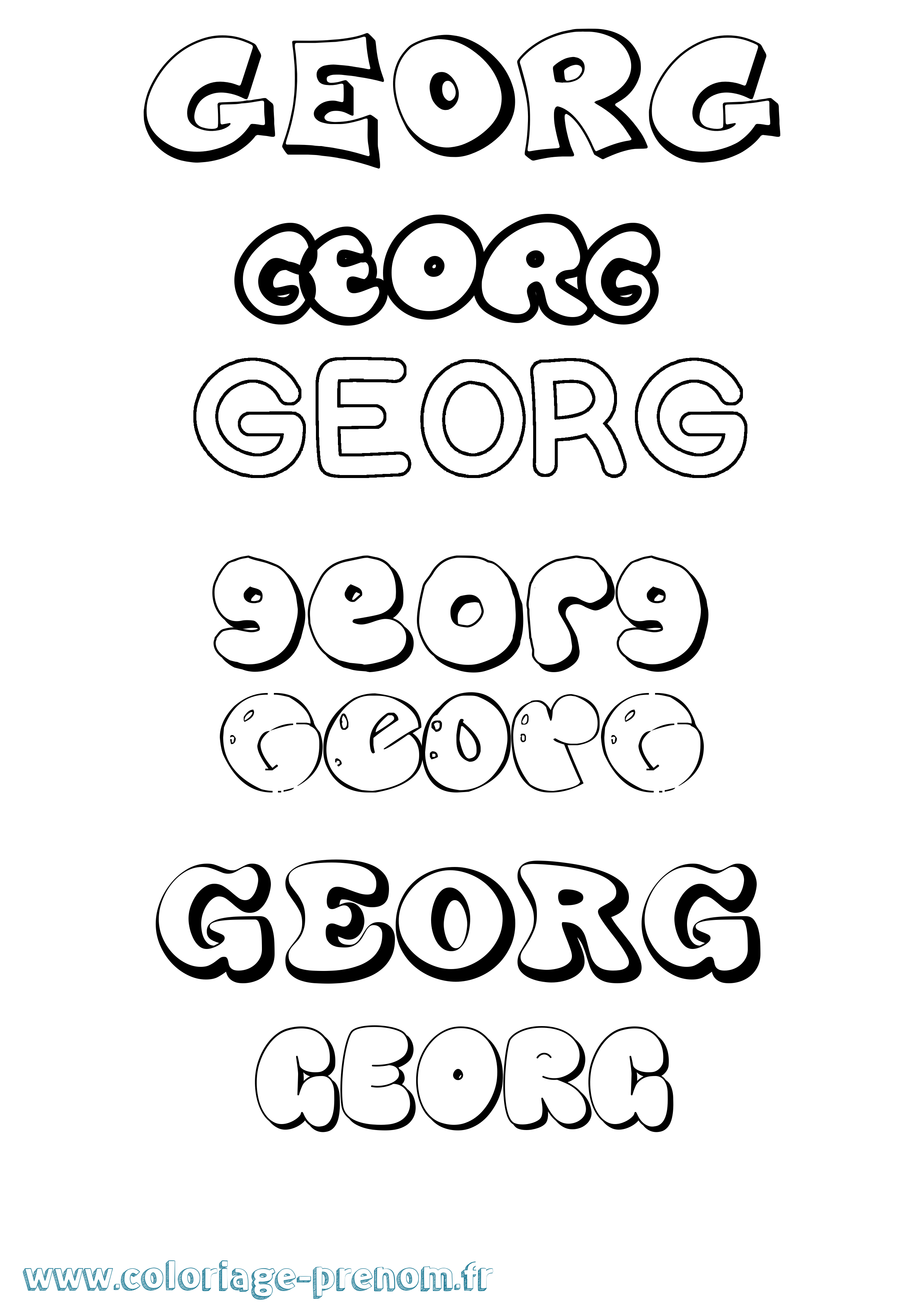 Coloriage prénom Georg Bubble