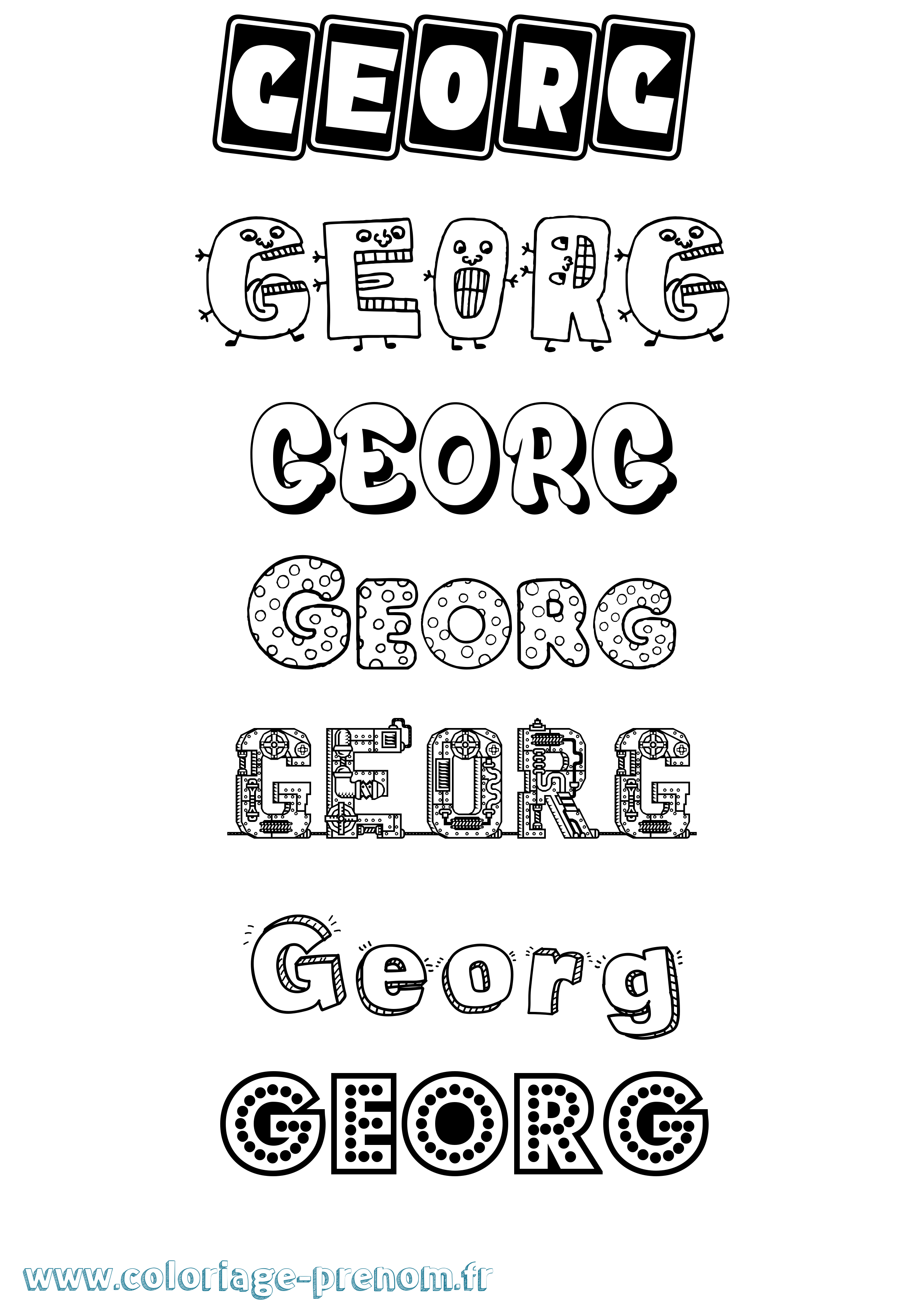 Coloriage prénom Georg Fun