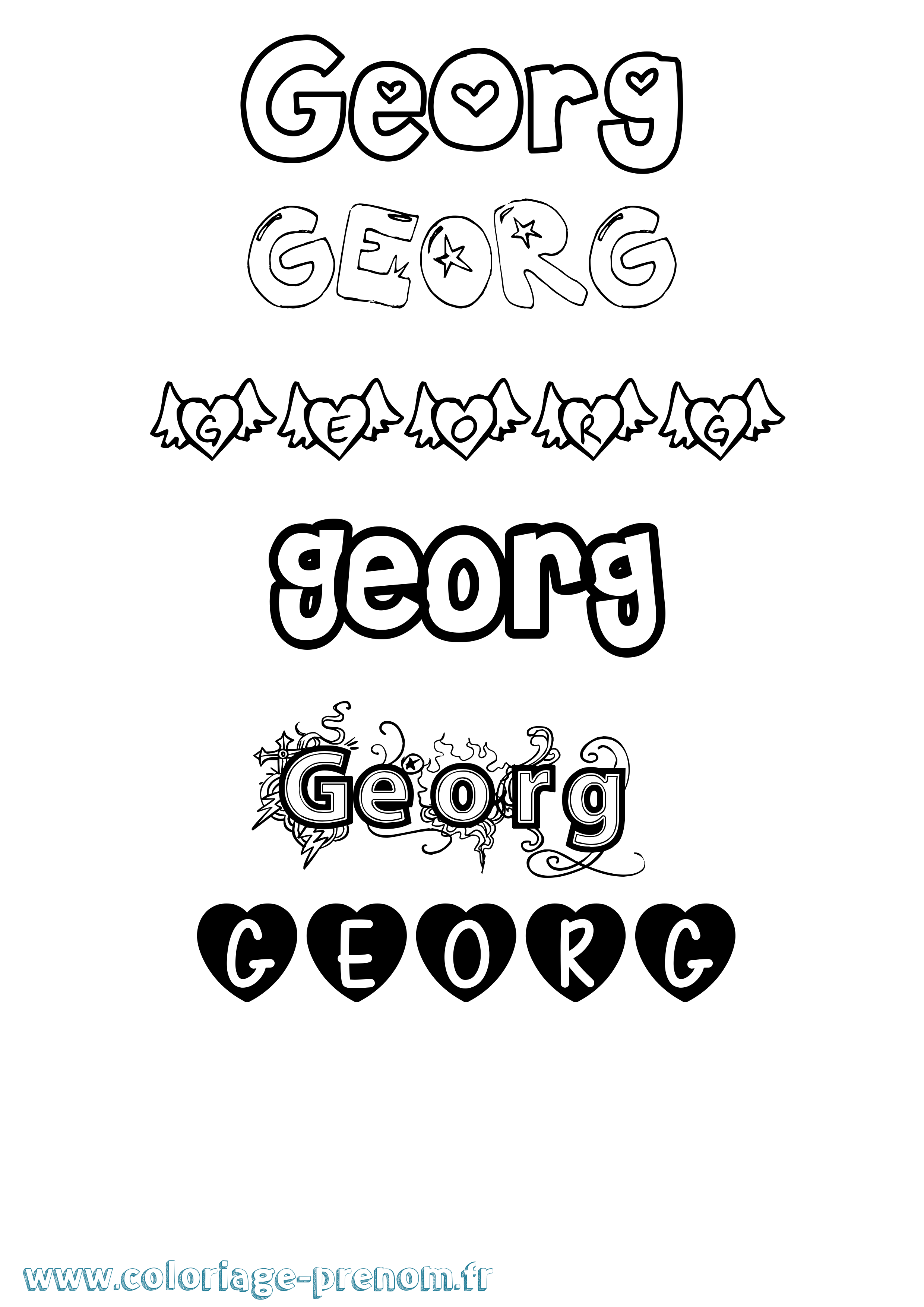 Coloriage prénom Georg Girly