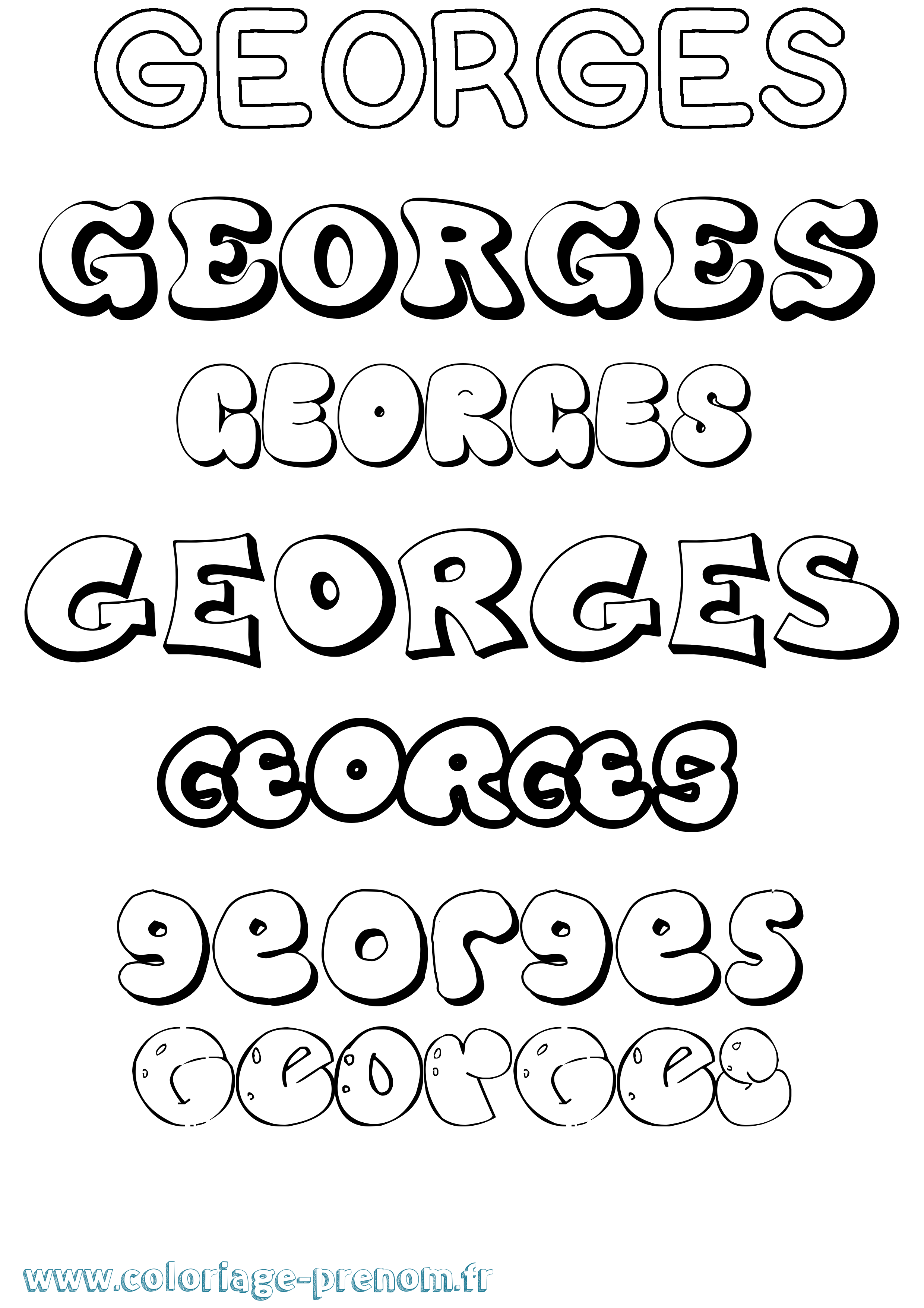 Coloriage prénom Georges Bubble