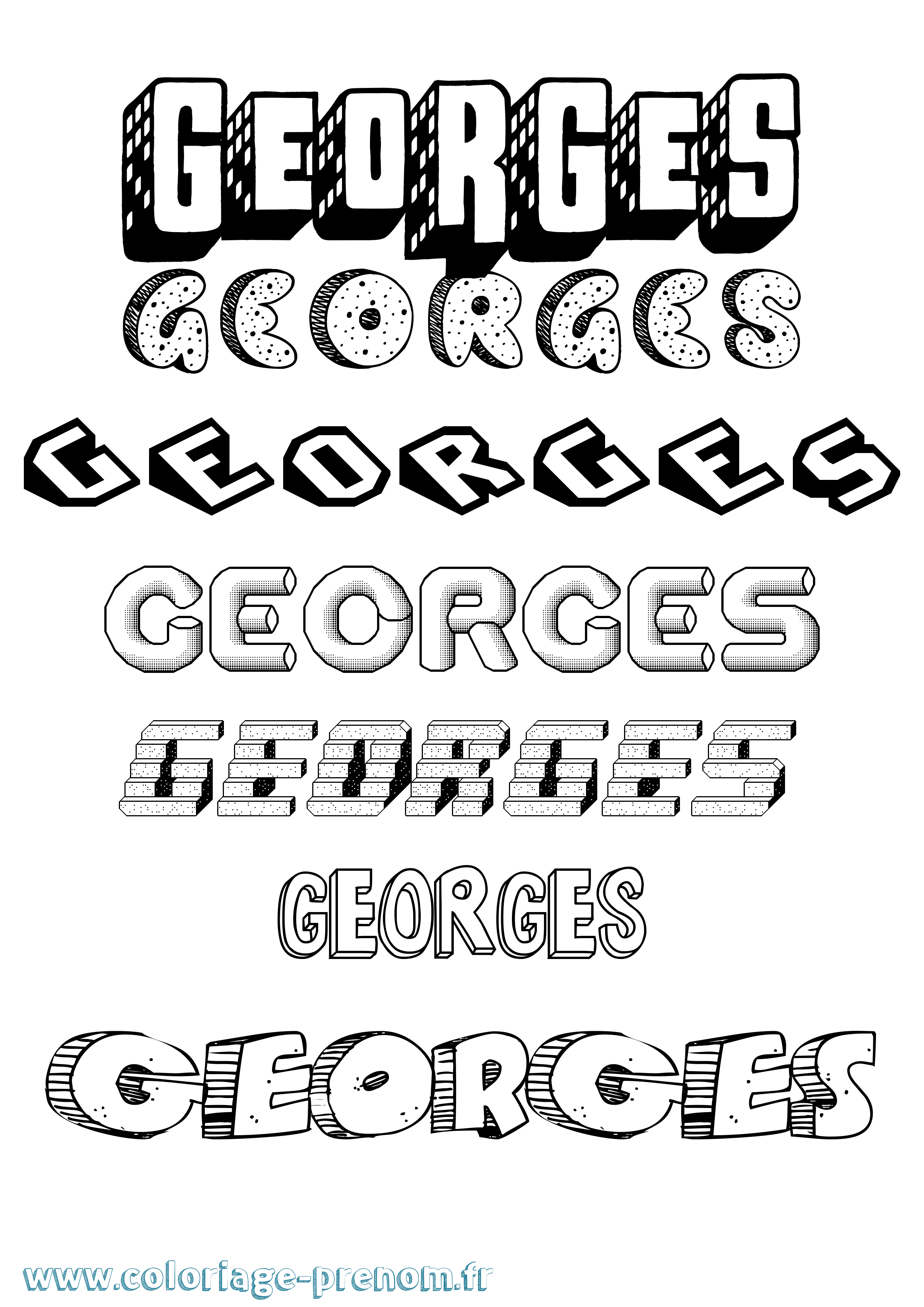 Coloriage Georges Effet 3D Coloriage prénom Georges Effet 3D