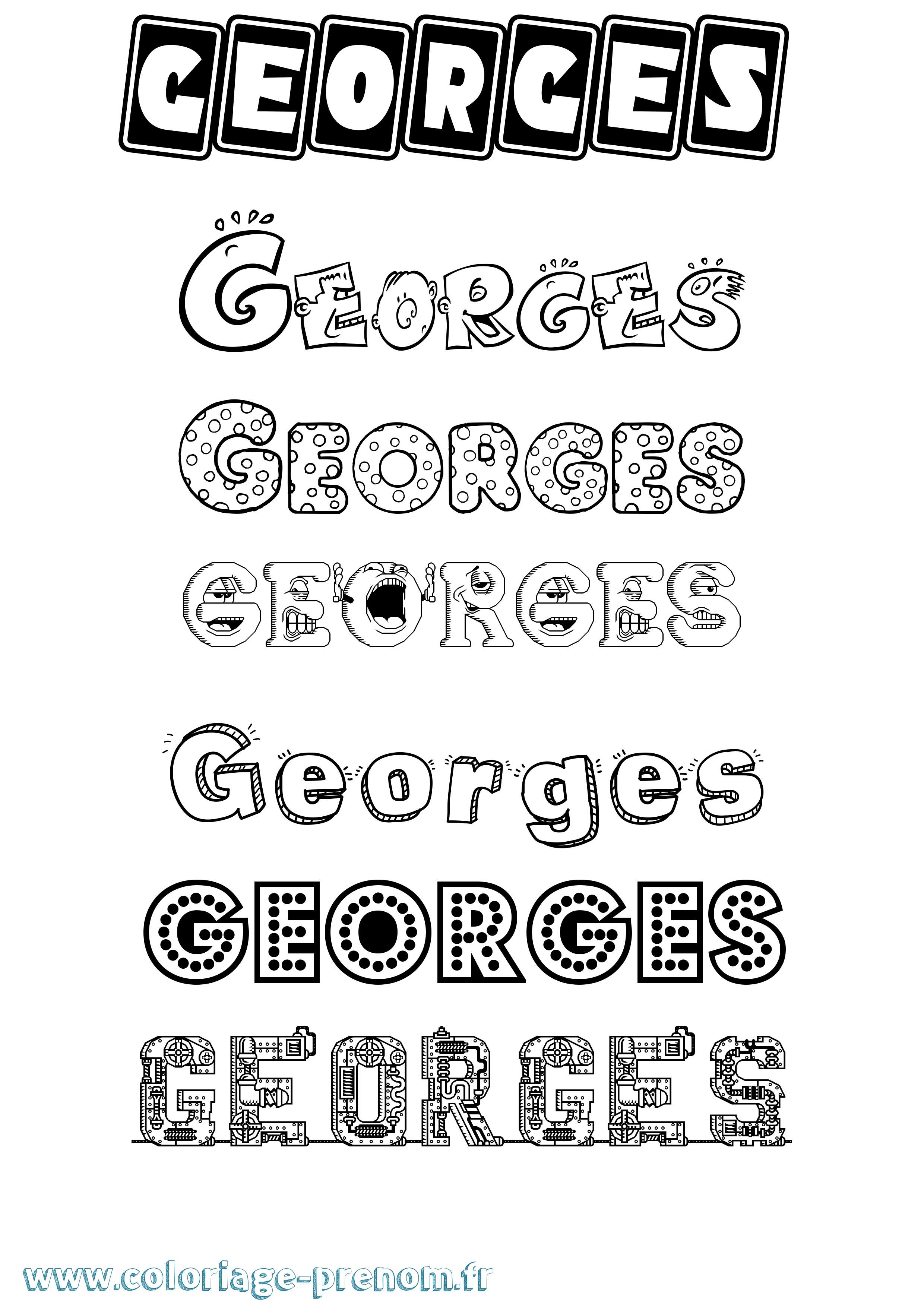 Coloriage Georges Fun Coloriage prénom Georges Fun