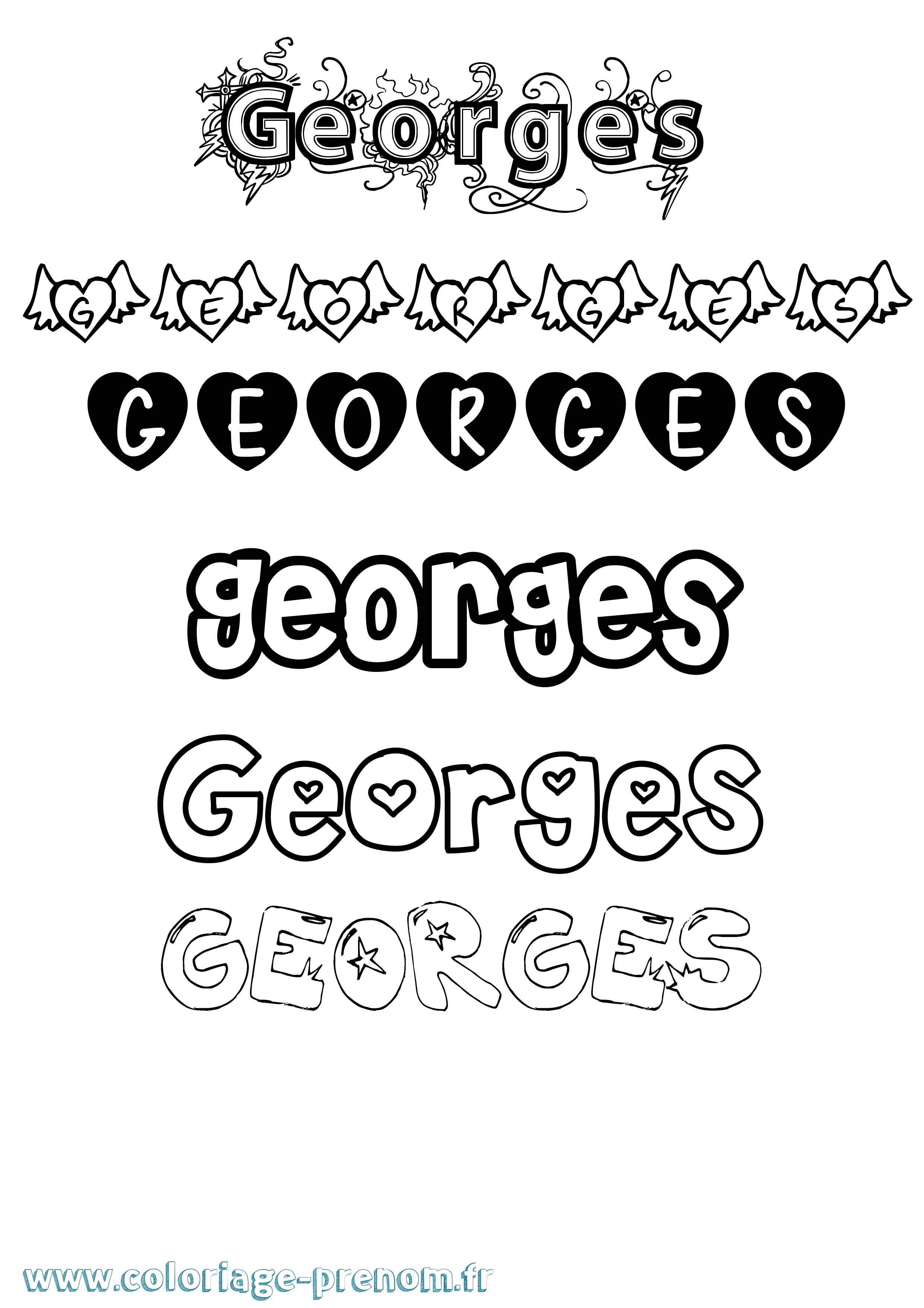 Coloriage prénom Georges Girly