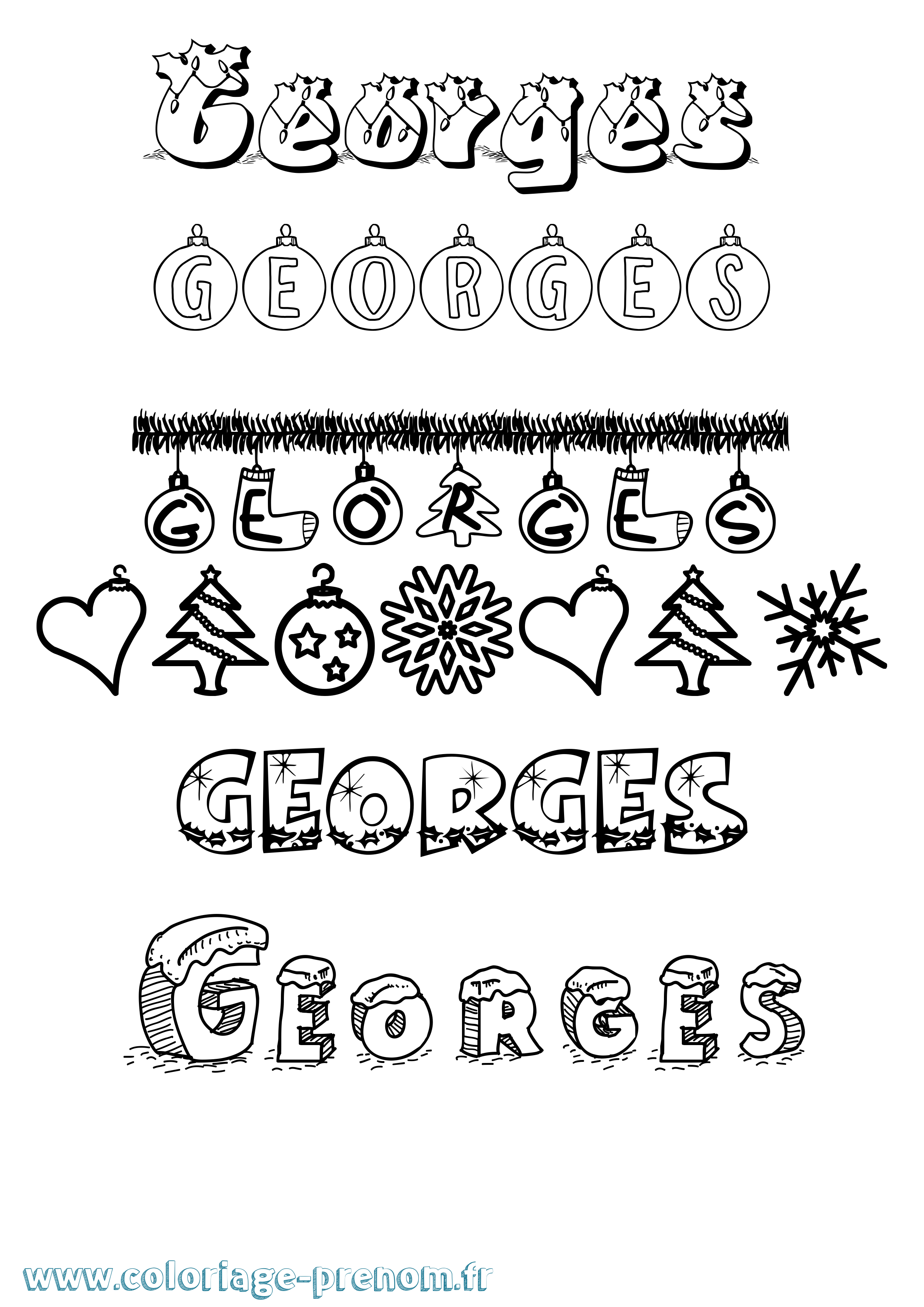 Coloriage prénom Georges Noël