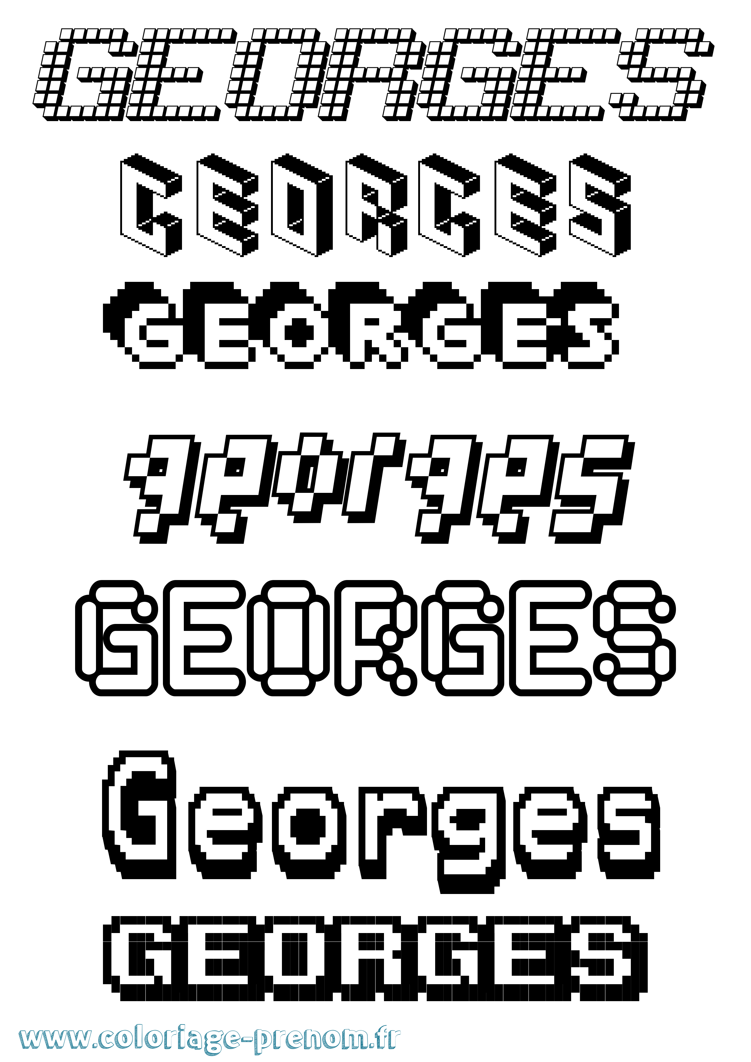 Coloriage Georges Pixel Coloriage prénom Georges Pixel