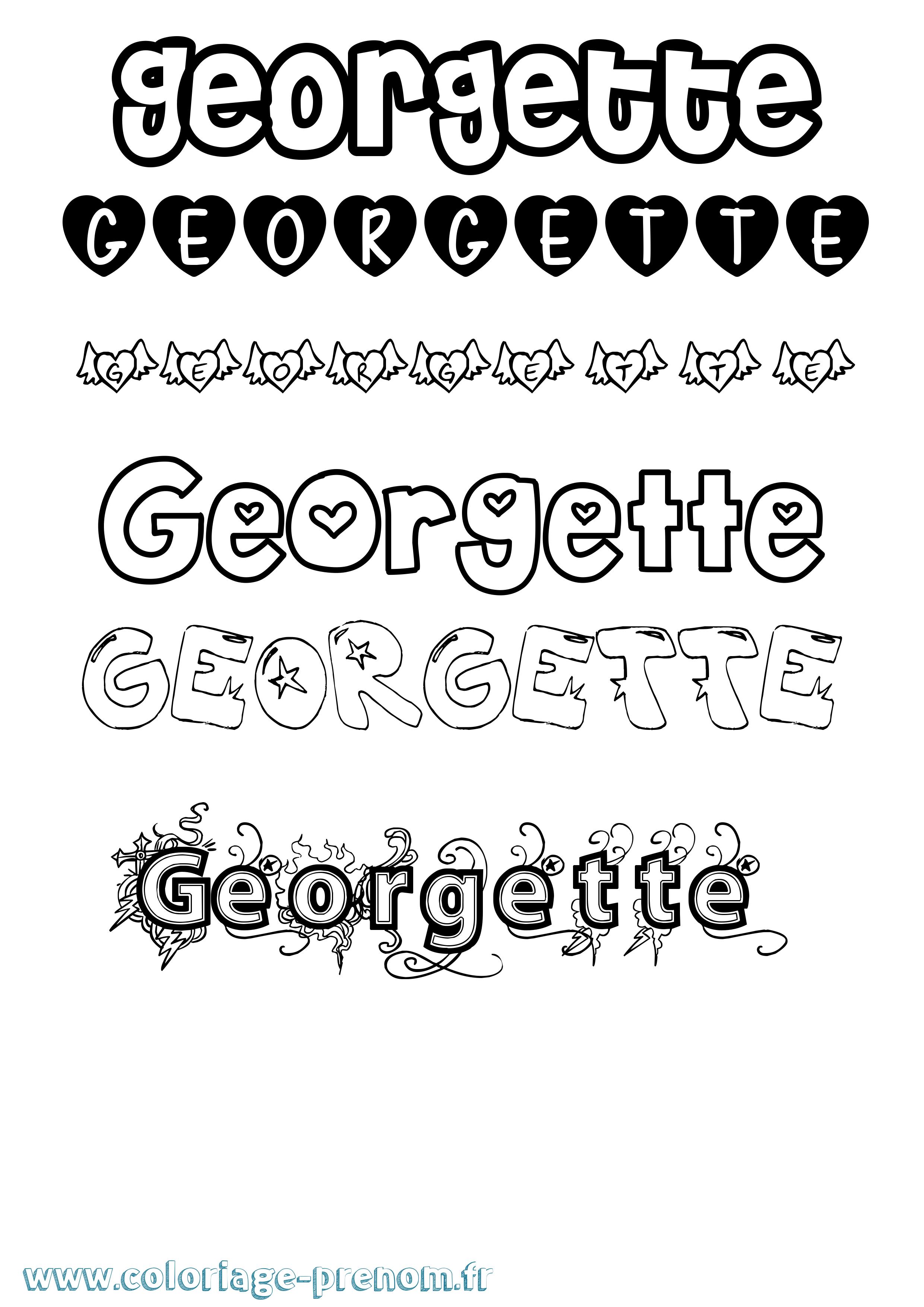Coloriage prénom Georgette Girly