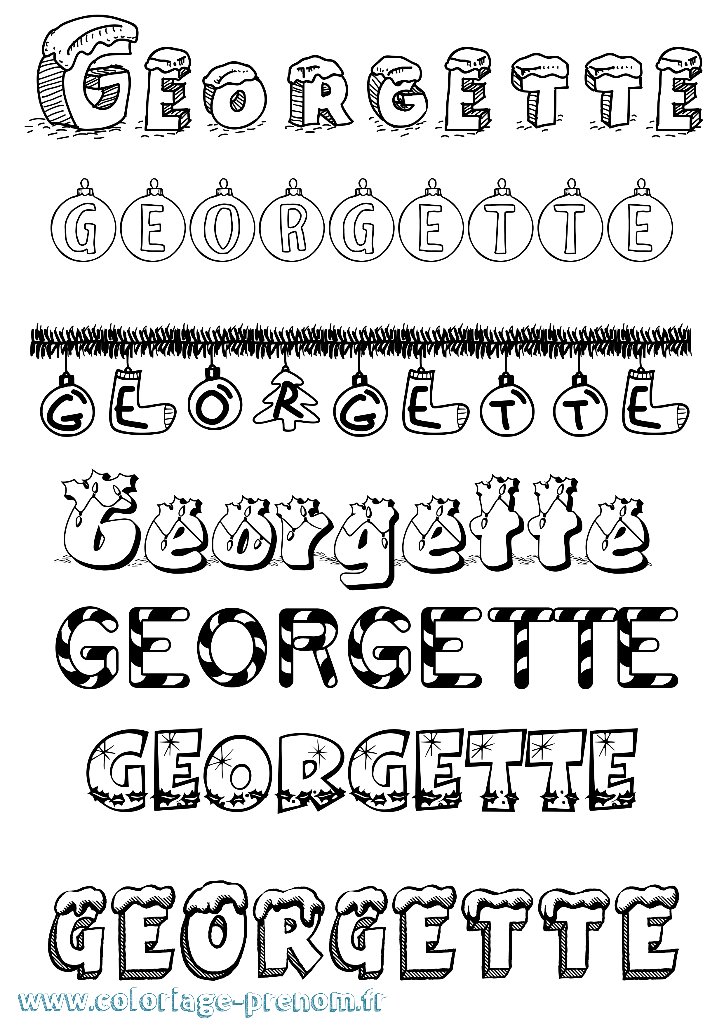 Coloriage prénom Georgette Noël