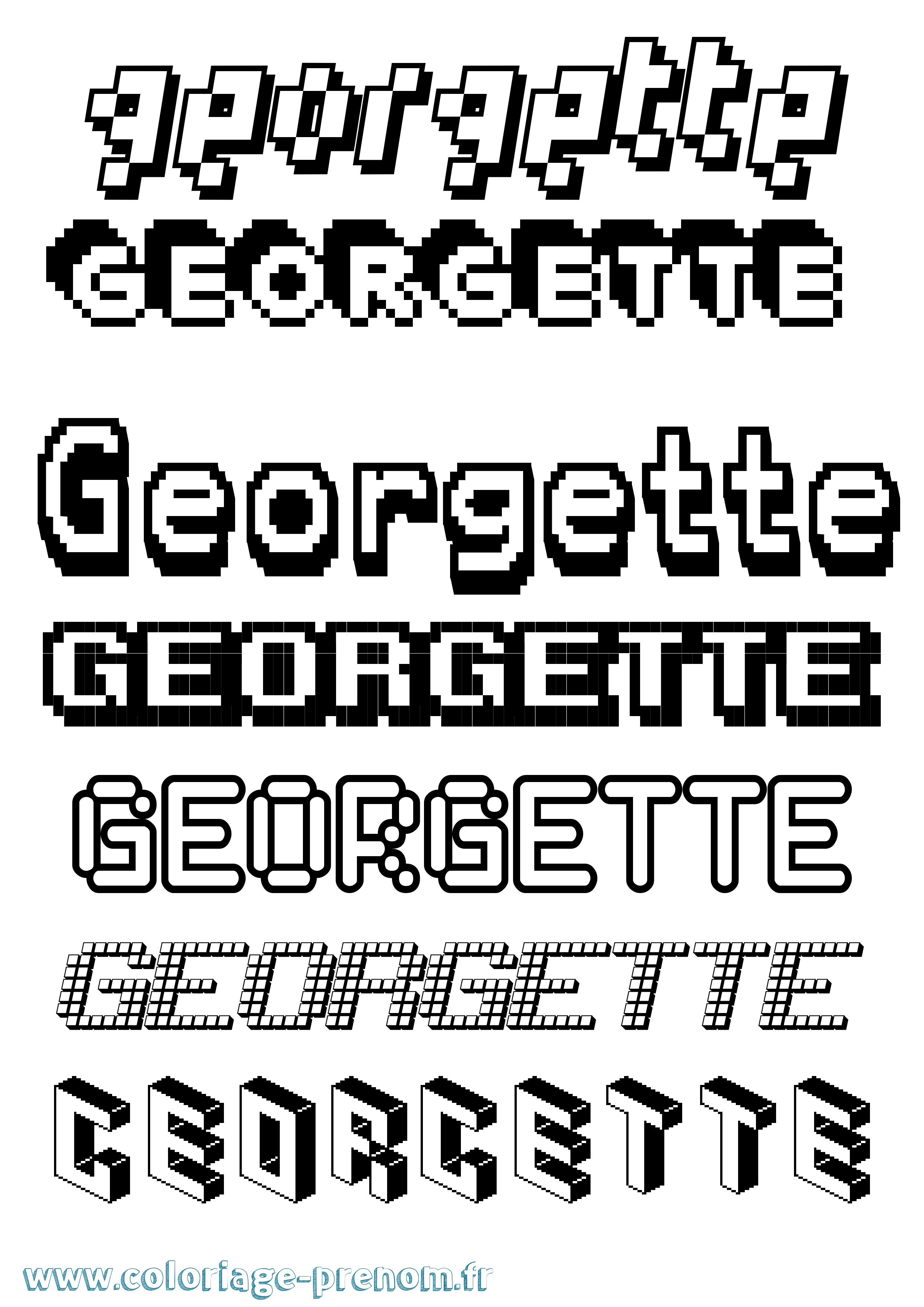 Coloriage prénom Georgette Pixel