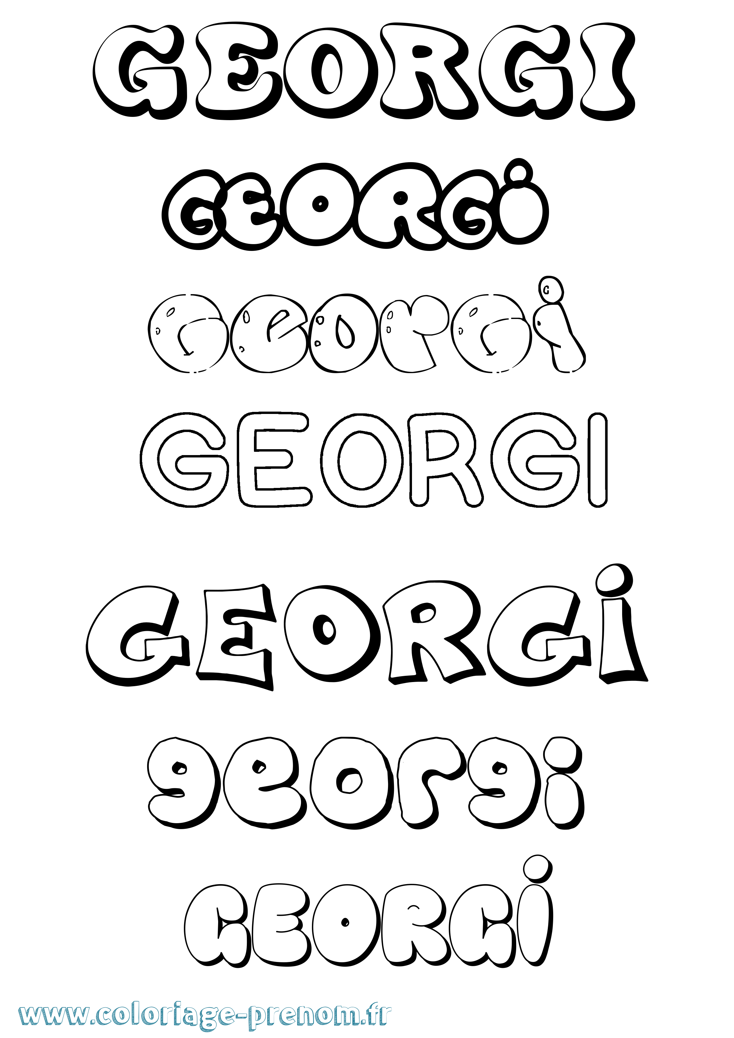 Coloriage prénom Georgi Bubble