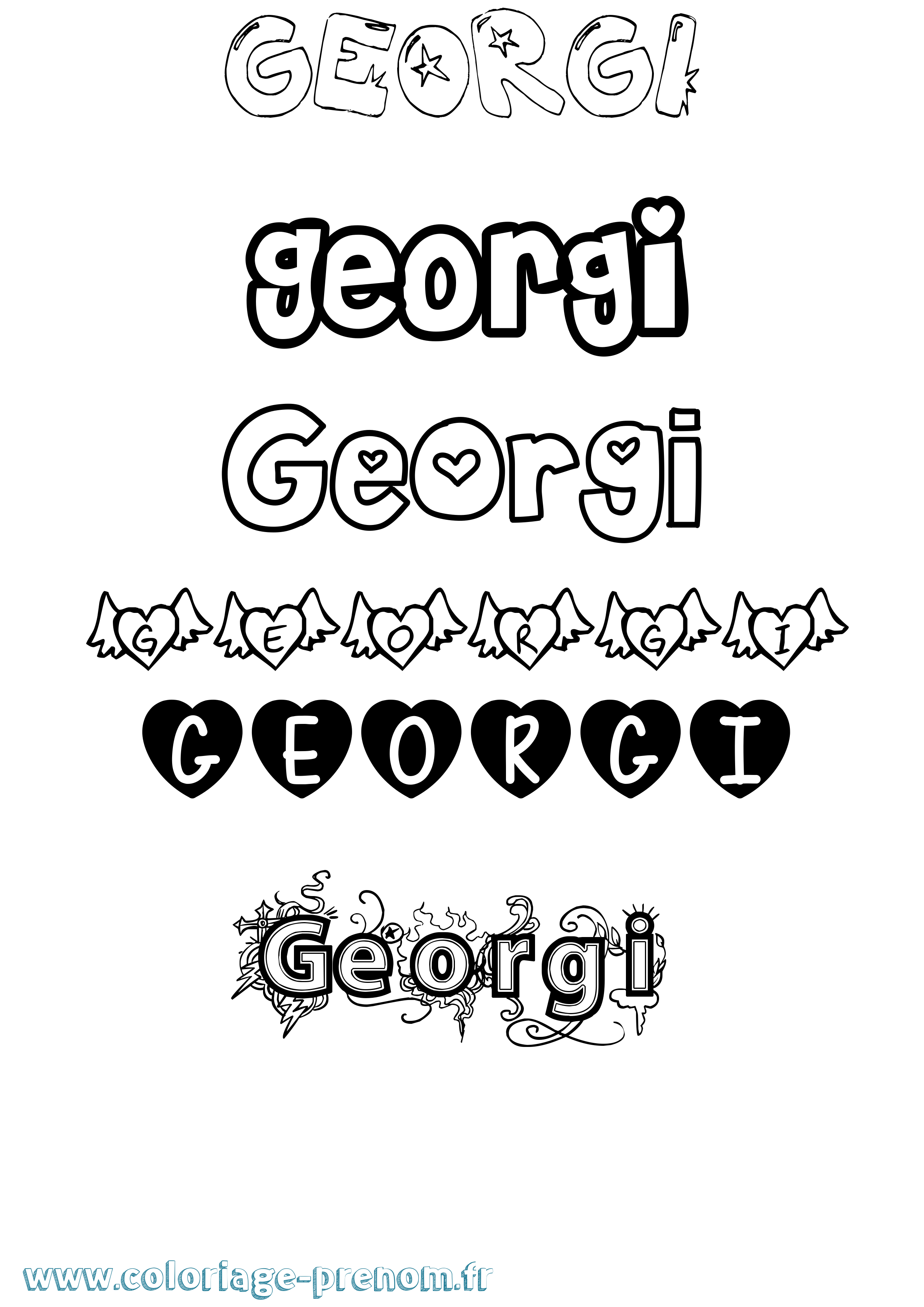 Coloriage prénom Georgi Girly