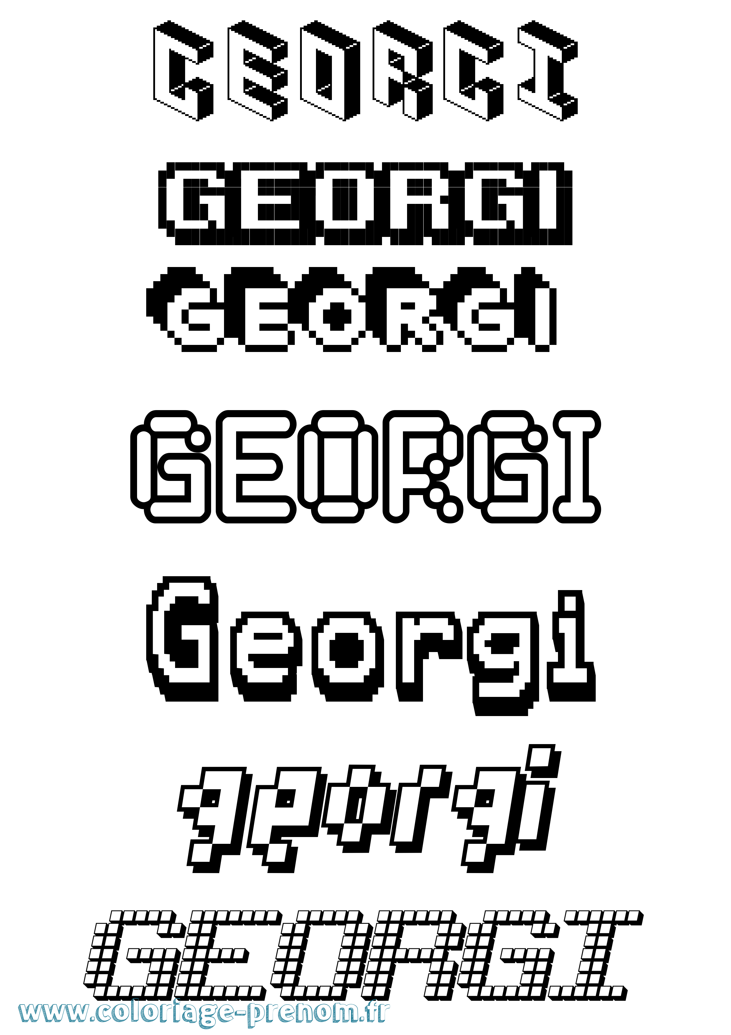 Coloriage prénom Georgi Pixel