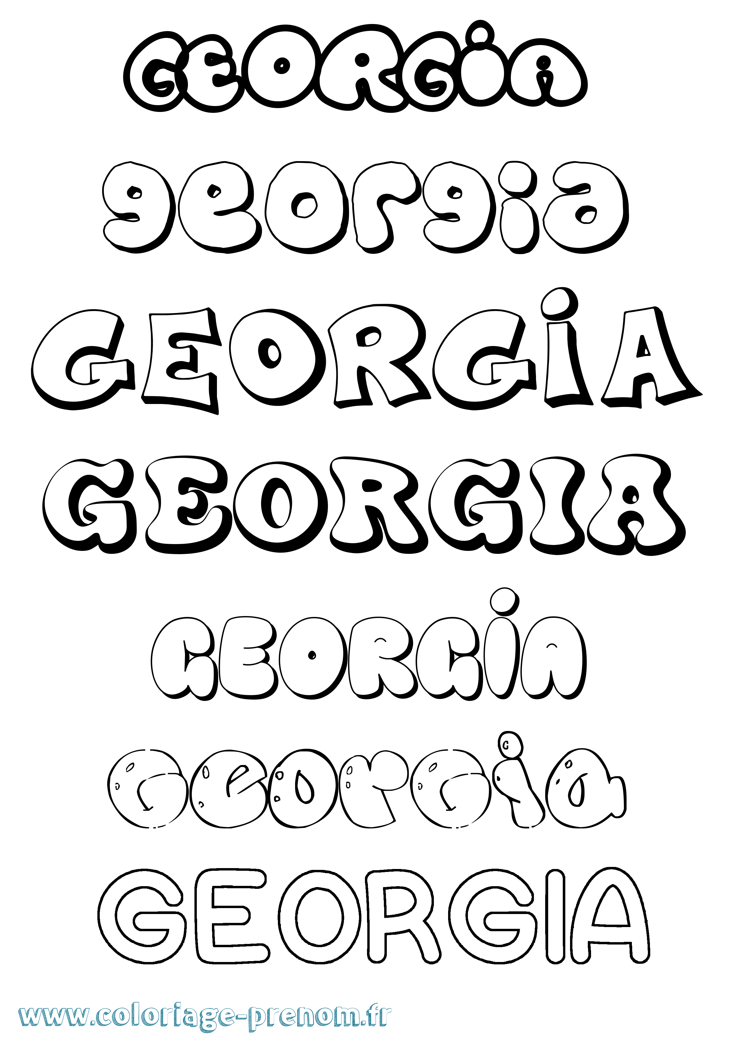 Coloriage prénom Georgia Bubble