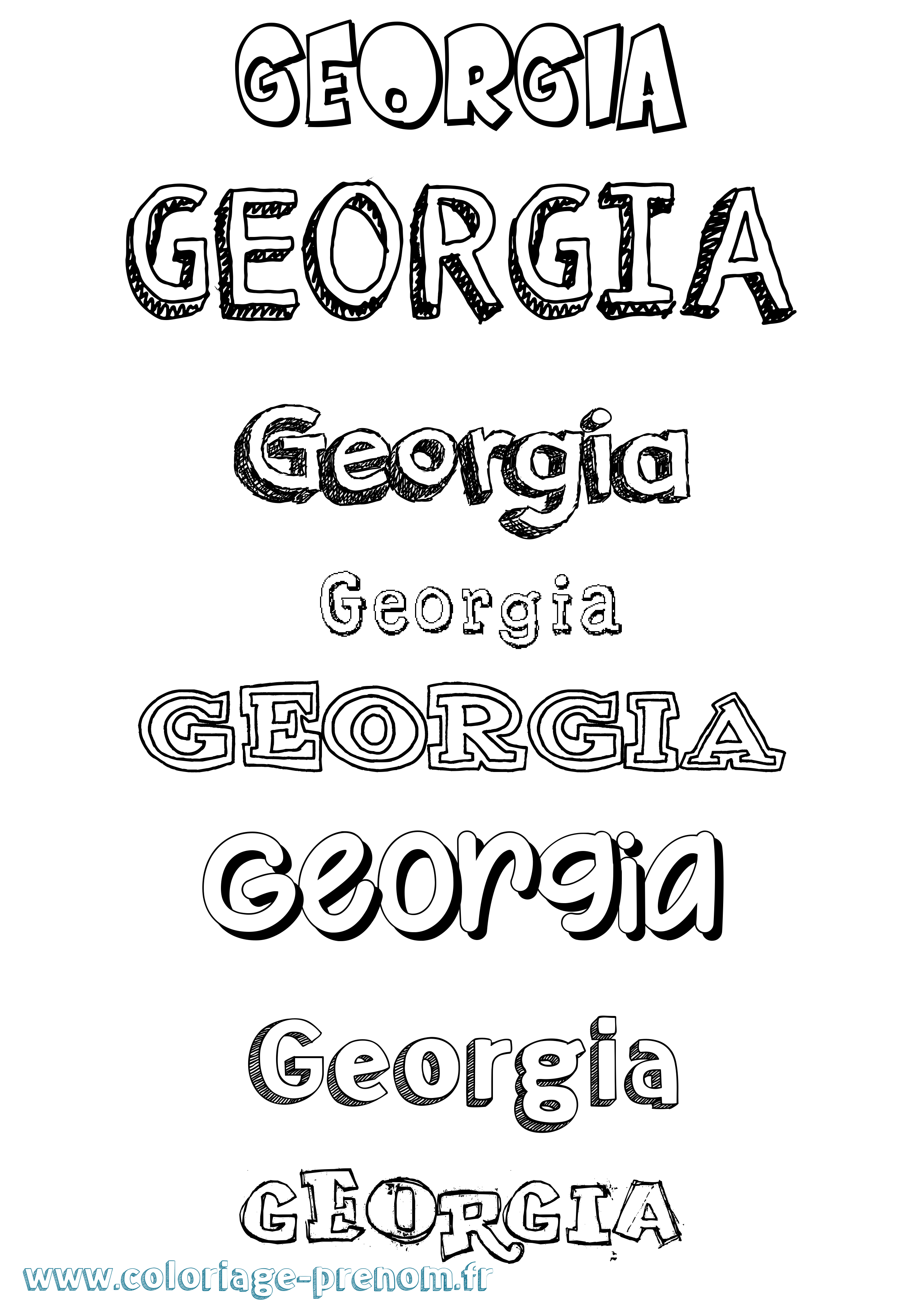 Coloriage prénom Georgia Dessiné