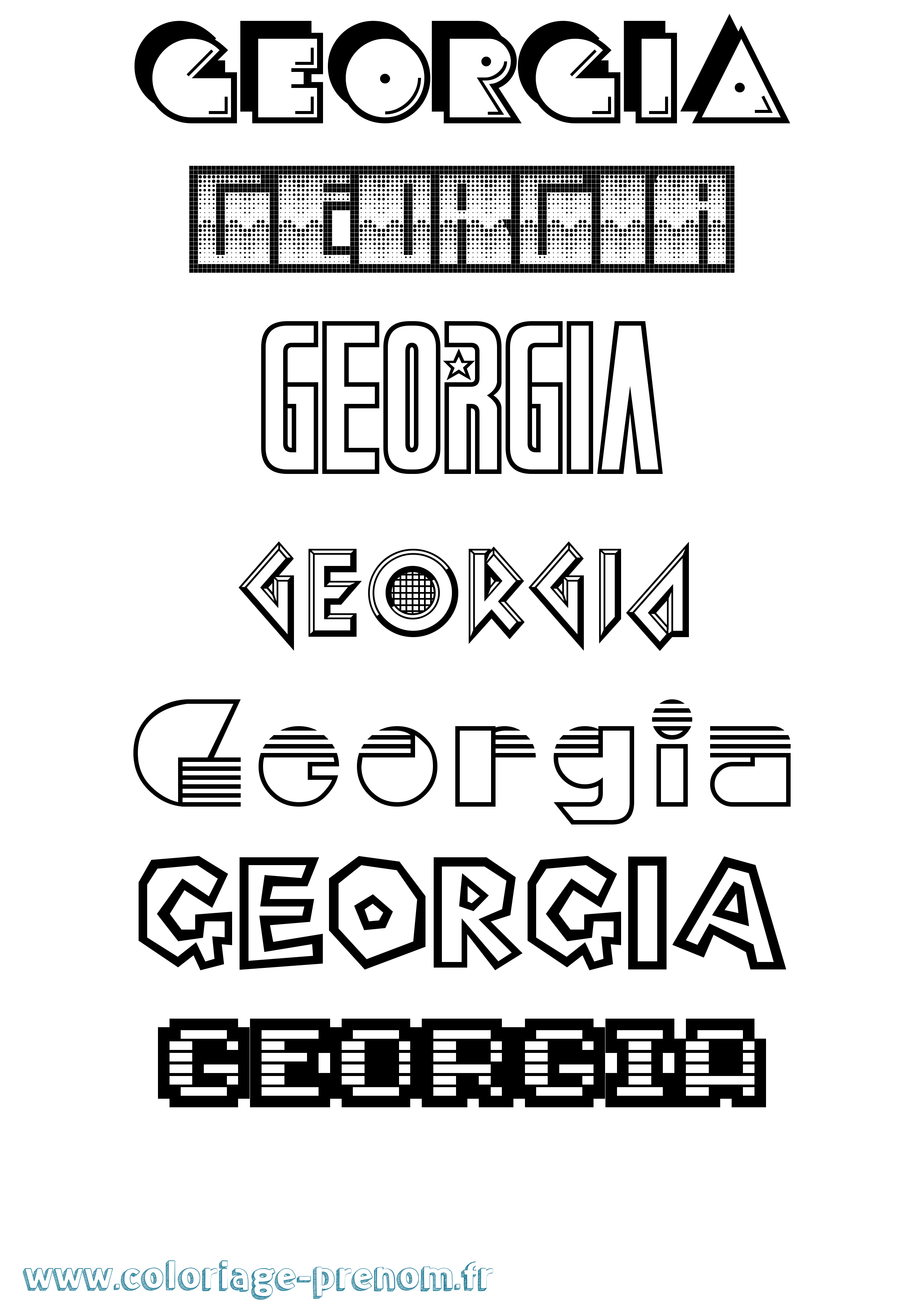 Coloriage prénom Georgia Jeux Vidéos
