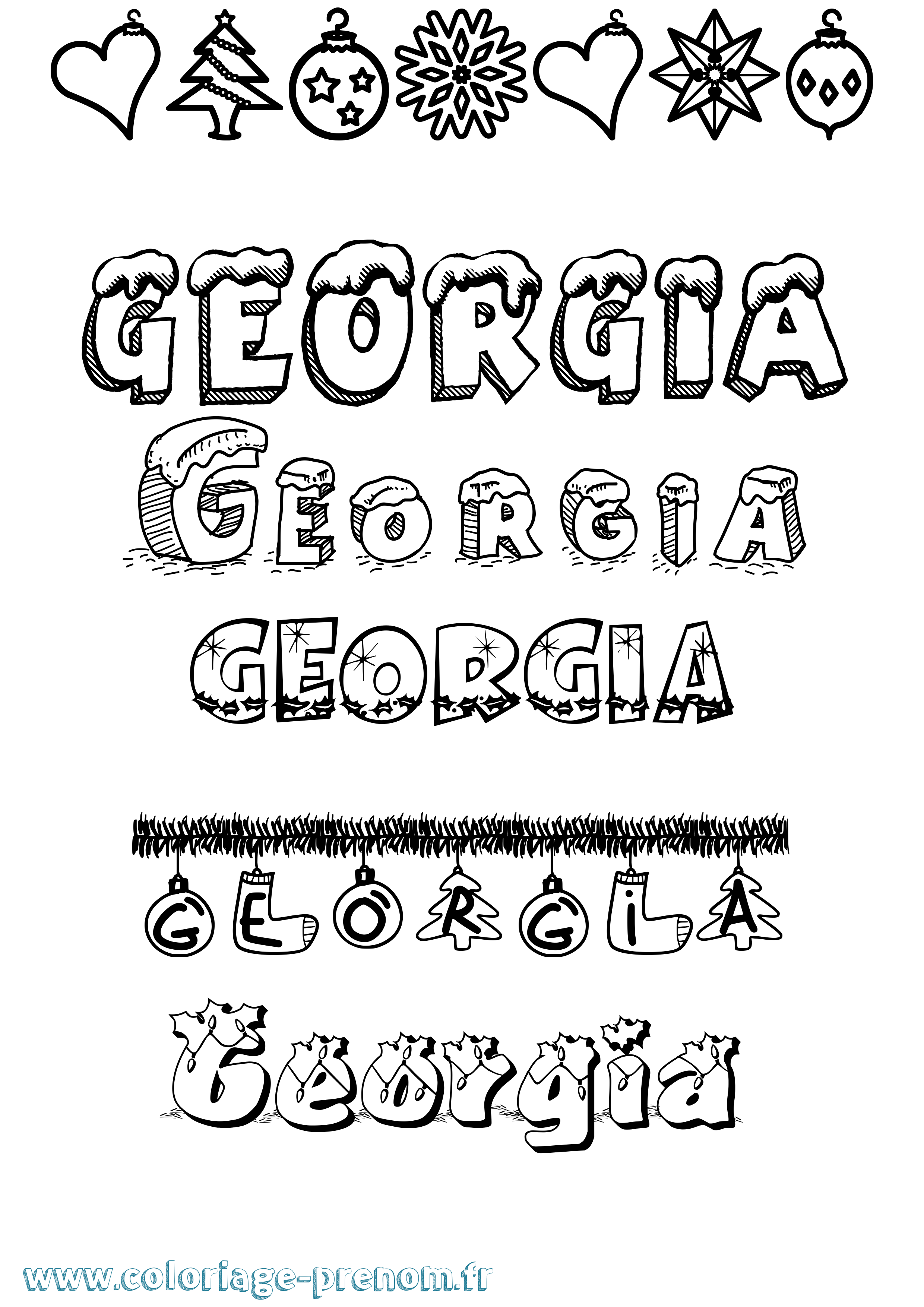 Coloriage prénom Georgia Noël