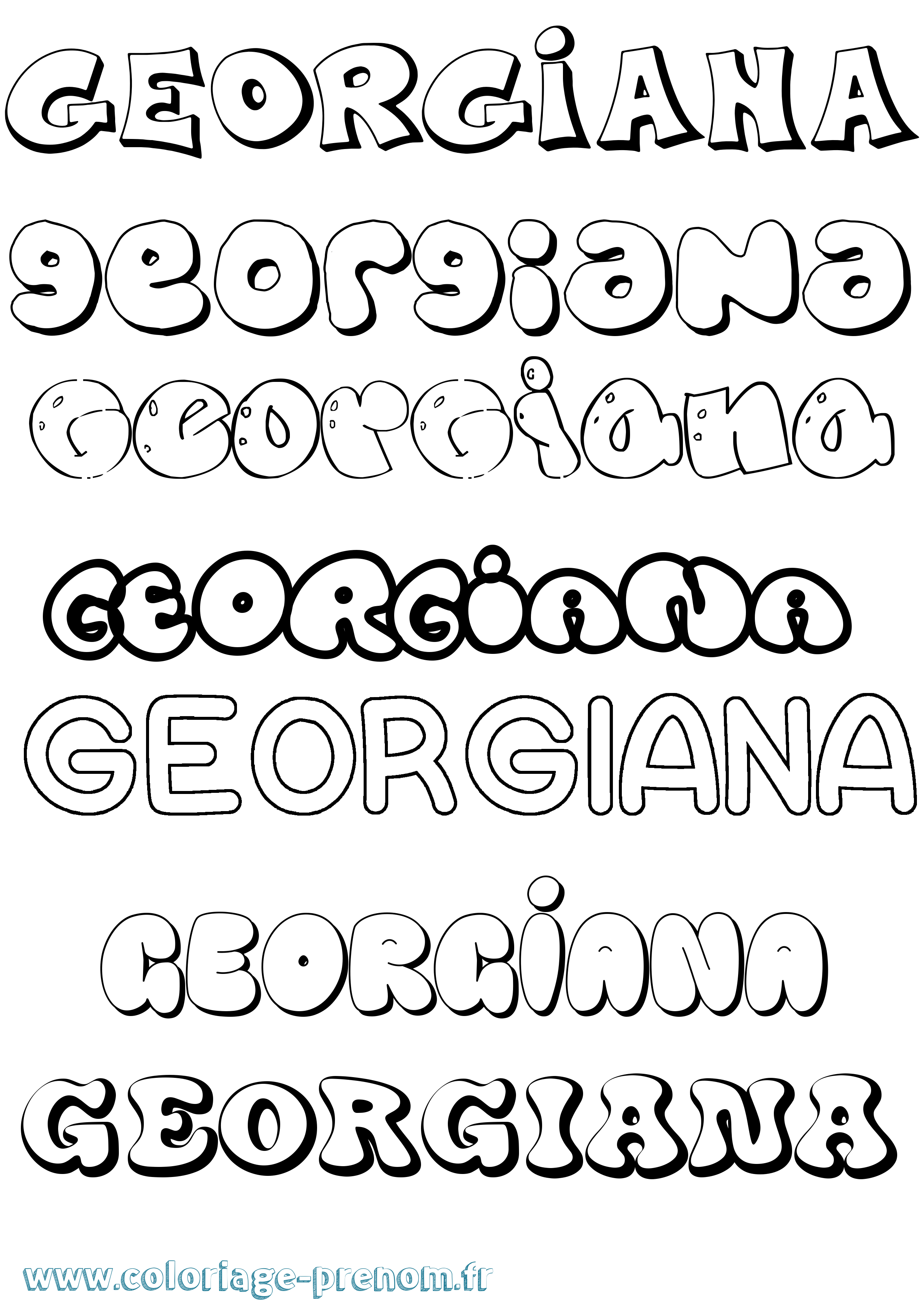 Coloriage prénom Georgiana Bubble