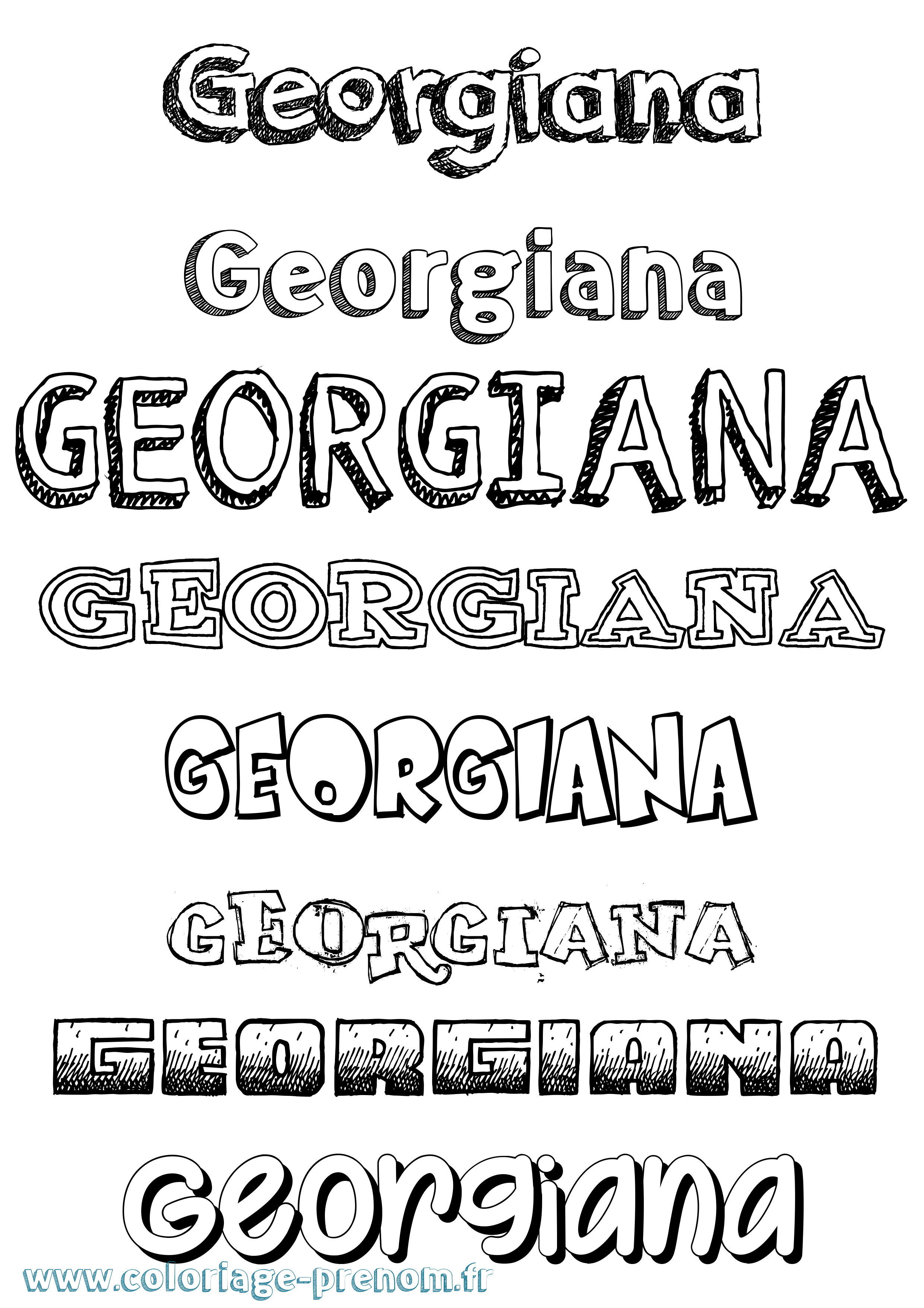 Coloriage prénom Georgiana Dessiné