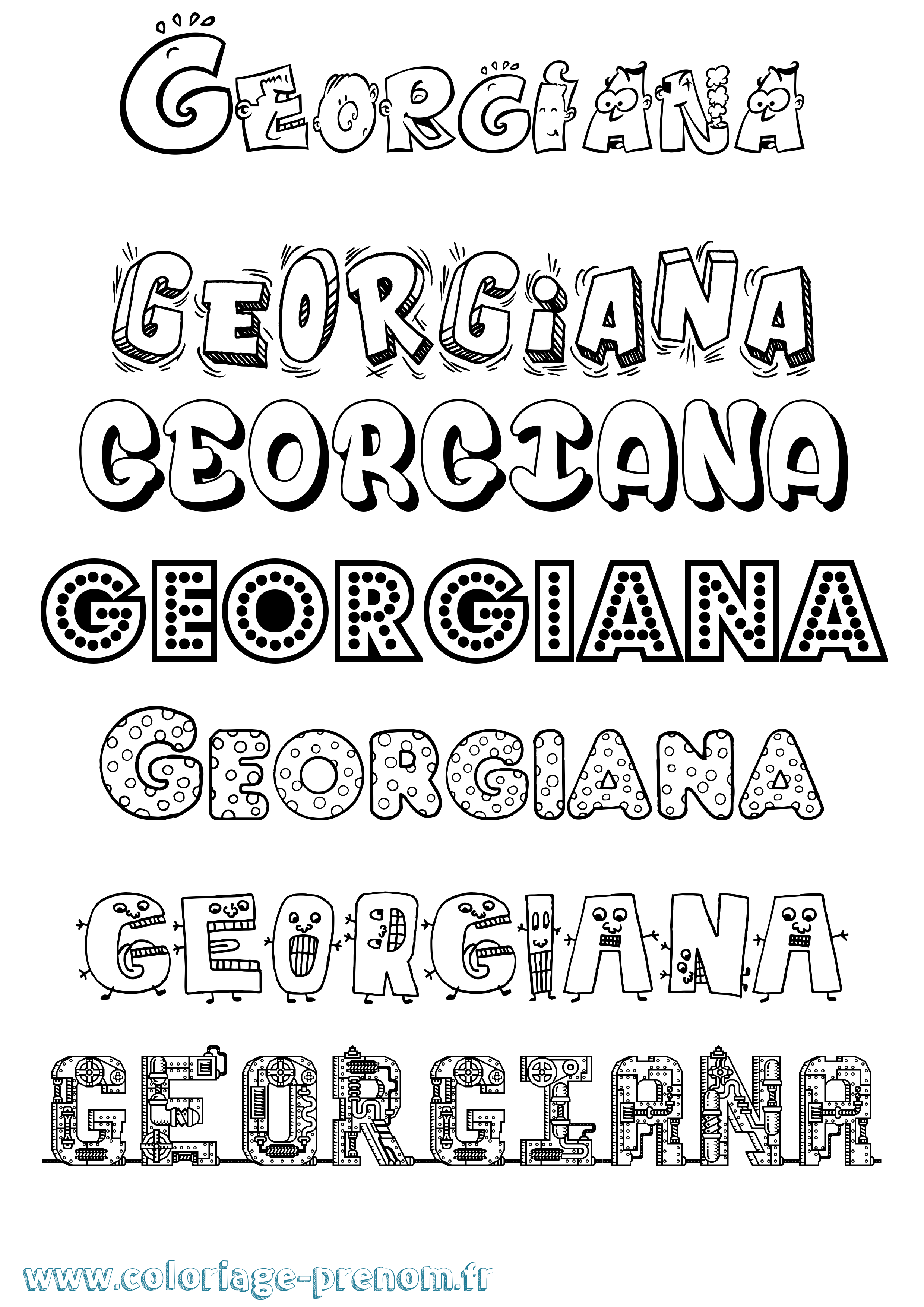 Coloriage prénom Georgiana Fun