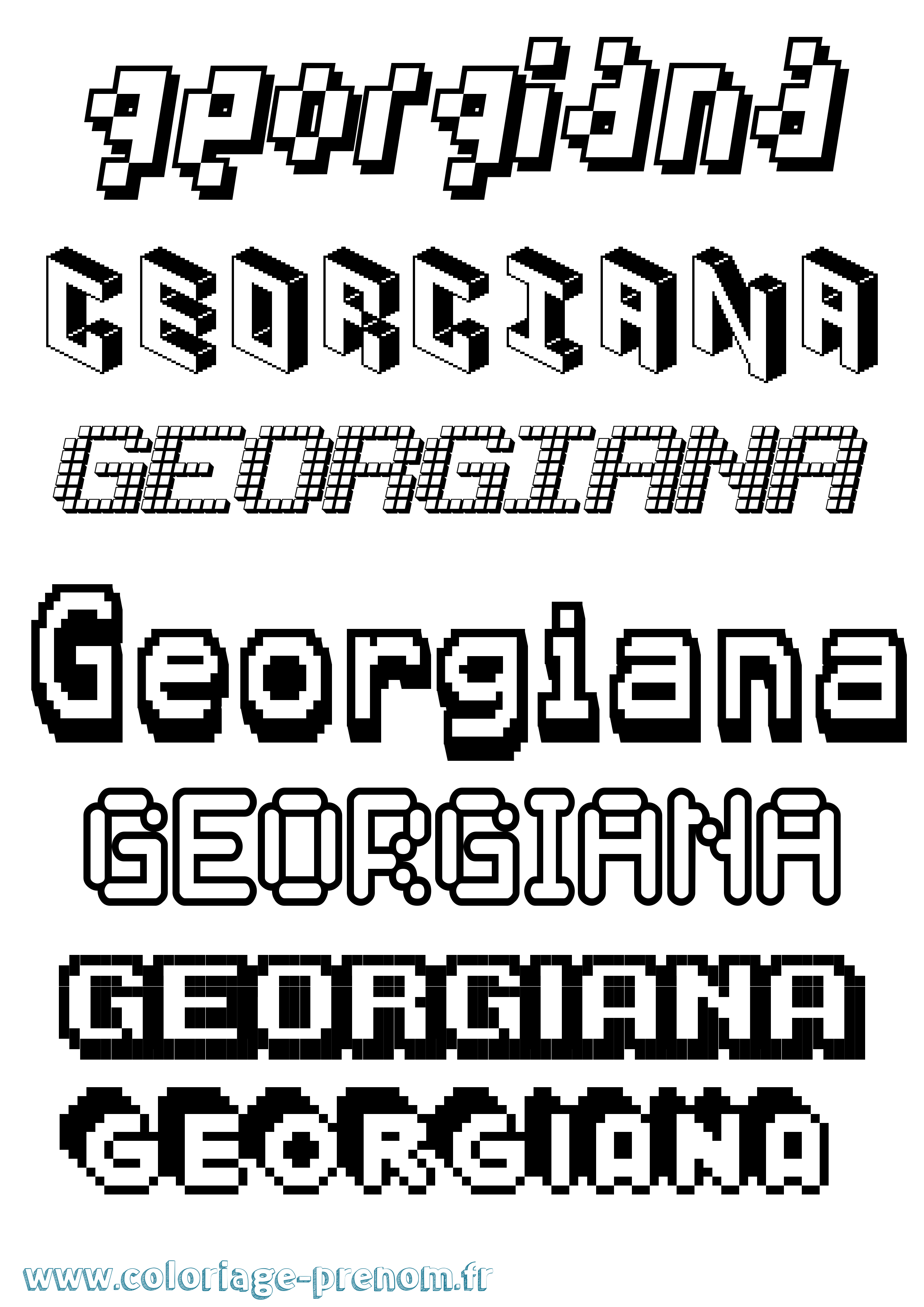 Coloriage prénom Georgiana Pixel
